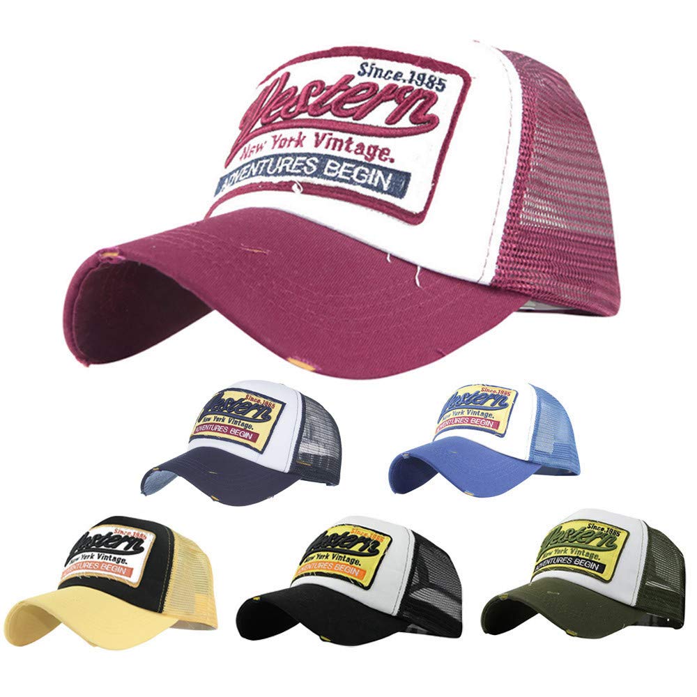 Adjustable Mesh Baseball Cap for Men & Women - Breathable Unisex Trucker Hat with Embroidery, Hip Hop Style, Perfect for Beach, Outdoor & Couple Matching