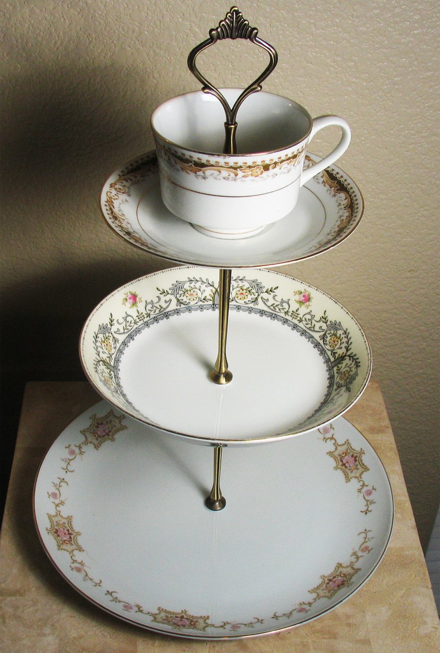 Vintage Floral European Cake Stand | Elegant Hors d'Oeuvres & Jewelry Display | Unique Home Decor for Tea Parties, Bridal Showers & Gift Giving