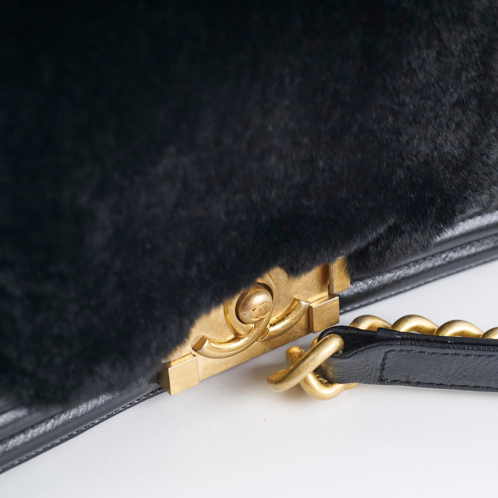 Chanel Boy Black Fur Handbag - Luxury Quilted Leather Crossbody Bag for Women | Perfect for Evening Parties, Date Nights & Special Occasions