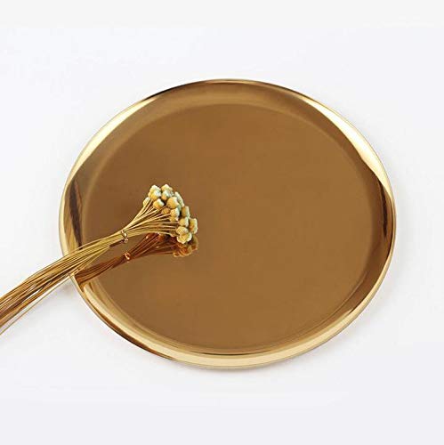 C&L 3-Pack Gold Stainless Steel Vanity Tray - Large Round Cosmetic & Jewelry Organizer with Towel Holder - Perfect for Bathroom Countertop, Dresser, and Makeup Table Organization
