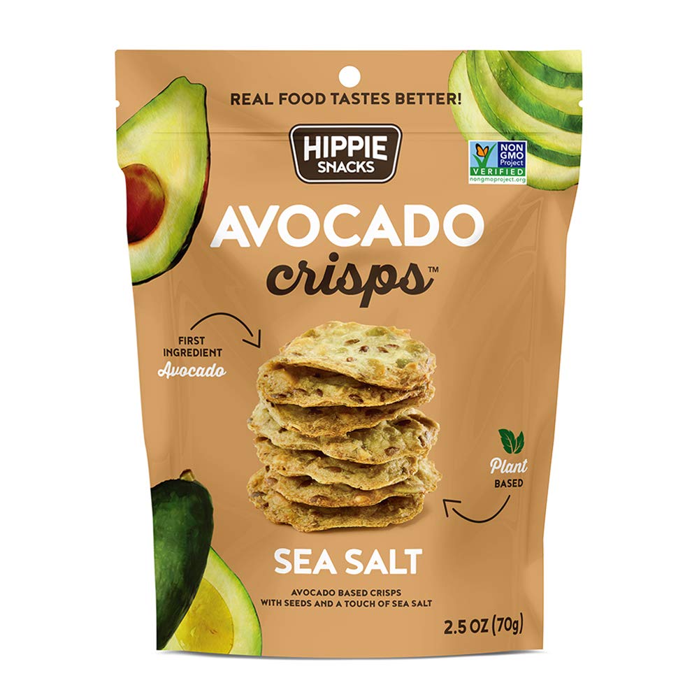 Hippie Snacks Avocado Crisps Variety Pack - Plant-Based, High Protein, Gluten Free Healthy Snacks - 2 Sea Salt & 2 Guacamole Flavors - Perfect for Charcuterie Boards, Vegan Parties & On-the-Go Snacking