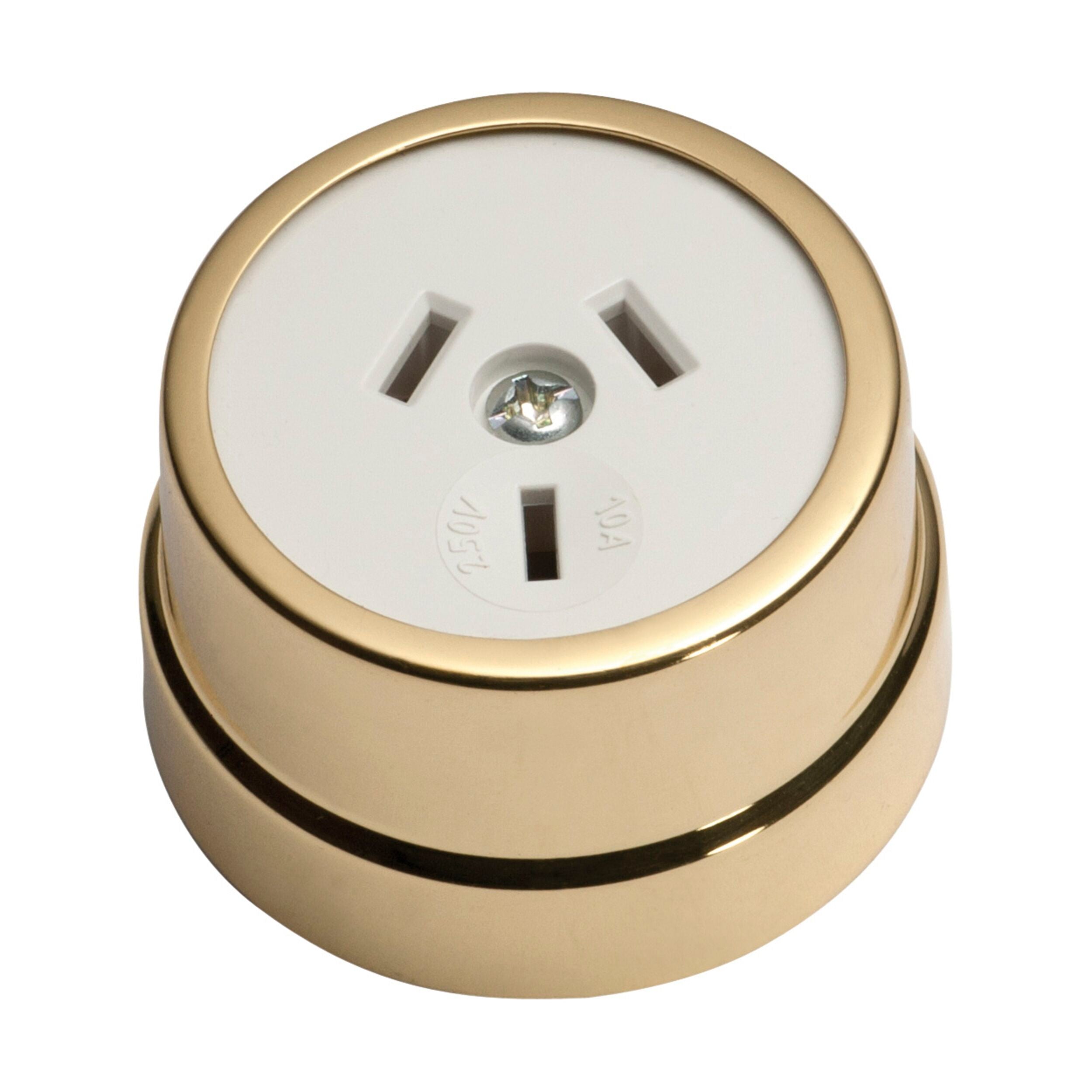 5480 Socket Traditional White Mechanism Polished Brass D50xP30mm - Premium Electrical Socket for Home and Office Lighting Fixtures