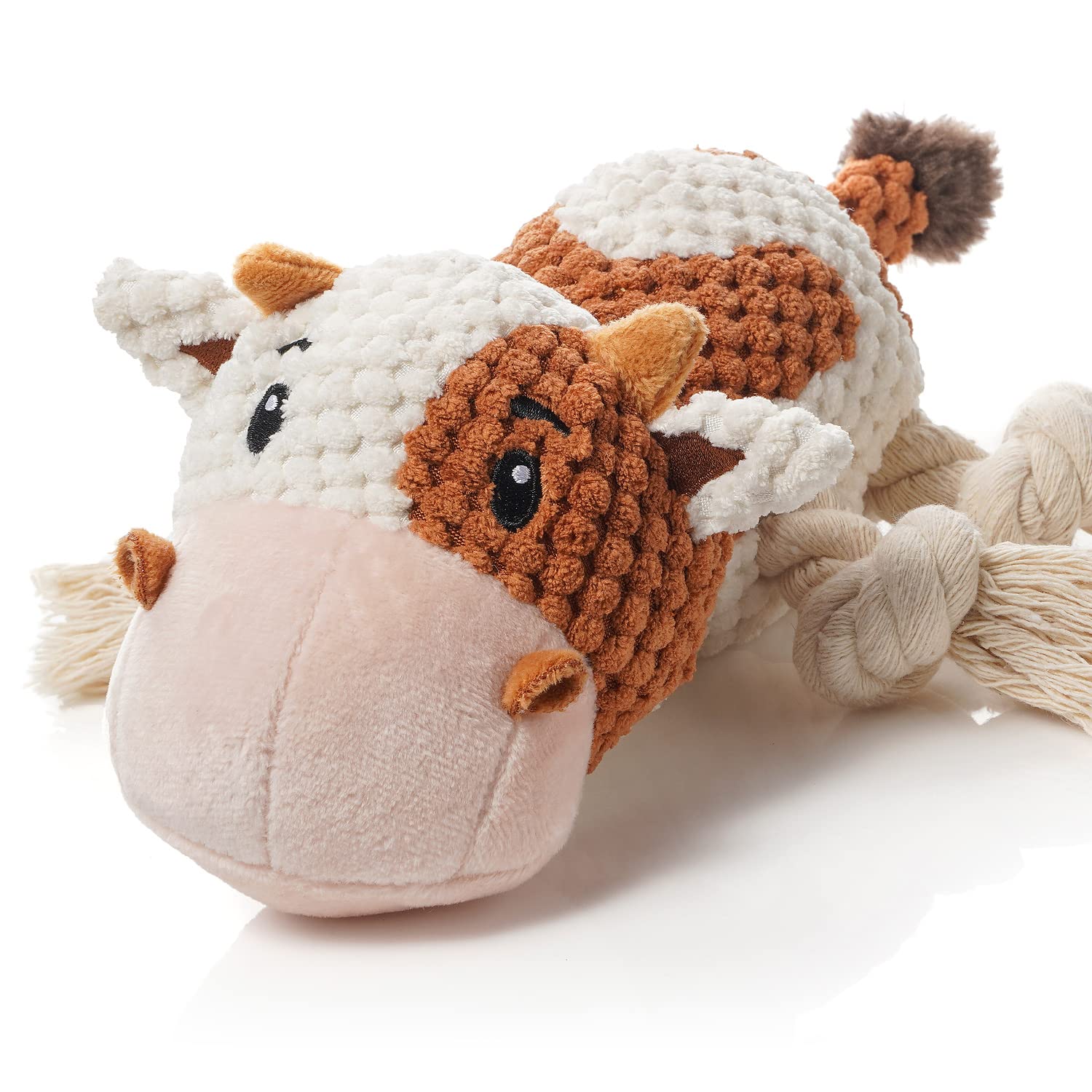 Durable Plush Dog Toys for Large Breeds - Squeaky & Crinkle Paper Chew Toys for Puppies, Small, Medium & Big Dogs (Cow Design) - Perfect for Indoor Play, Training & Teething Relief