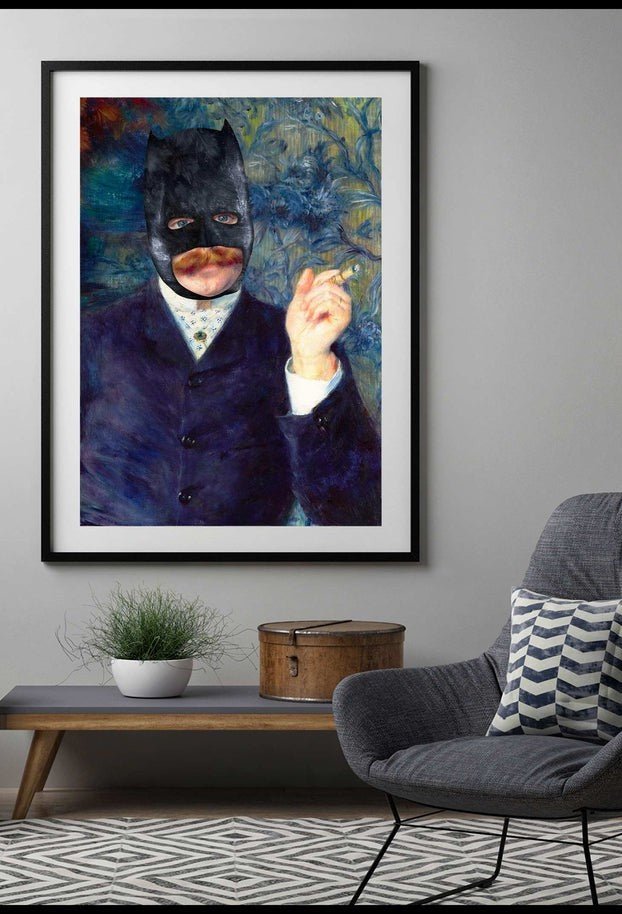 Vintage Superhero Painting Altered Art Print - Unique Comic Book Wall Decor for Superhero Fans, Home & Office Display
