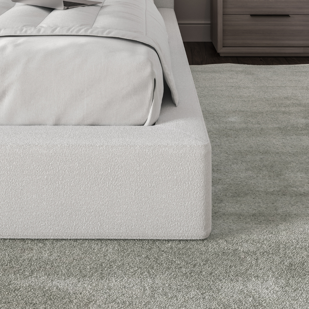 Ultra Bed Frame with Boucle Fabric - Modern & Sturdy Platform Bed for Bedroom, Guest Room, or Dorm | Easy Assembly & Space-Saving Design