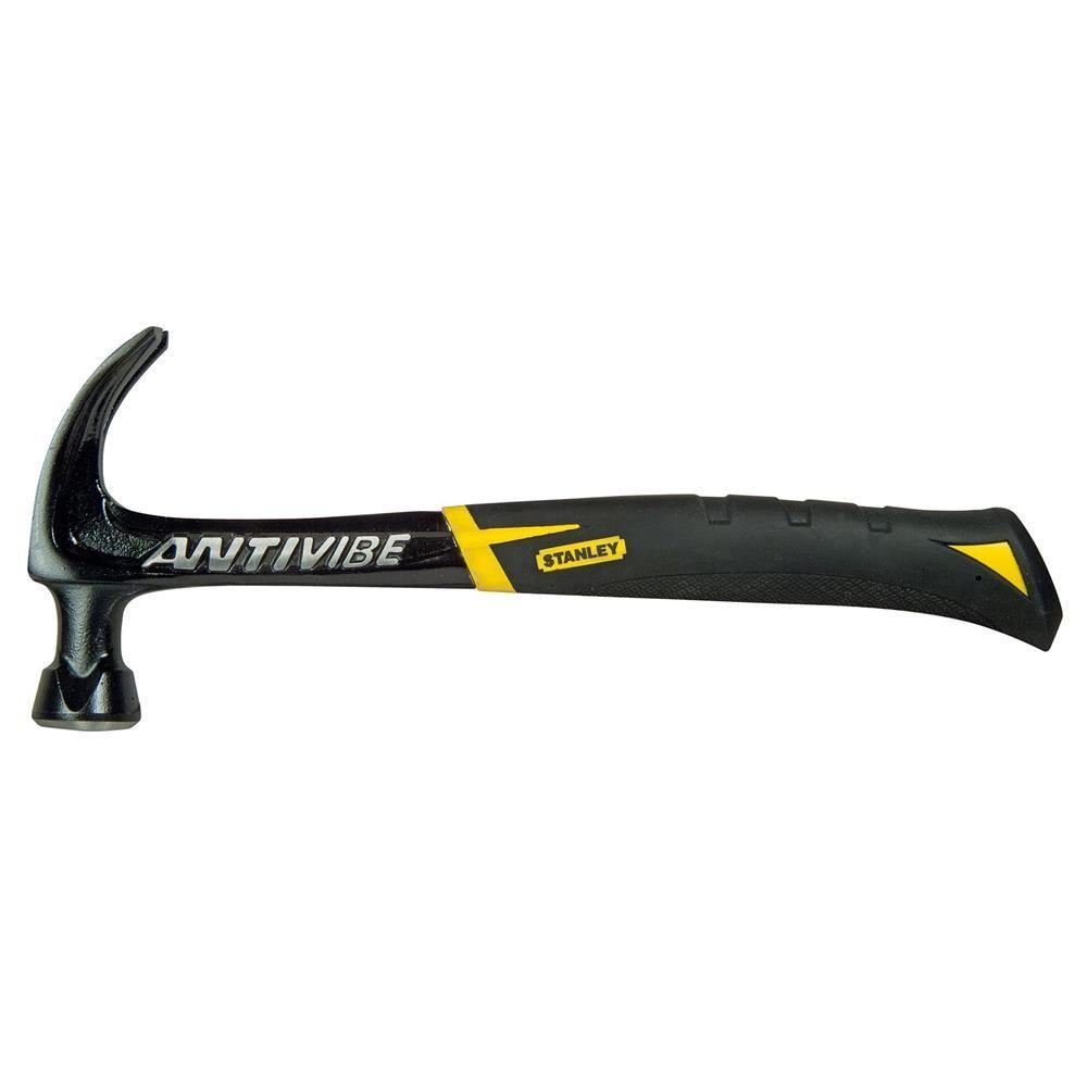 Stanley FMHT1-51277 1.25lbs Curved Claw Hammer - Heavy Duty Steel Construction with Shock Reduction Grip (Black/Yellow) - Perfect for Carpentry, Construction, DIY Home Projects & Woodworking