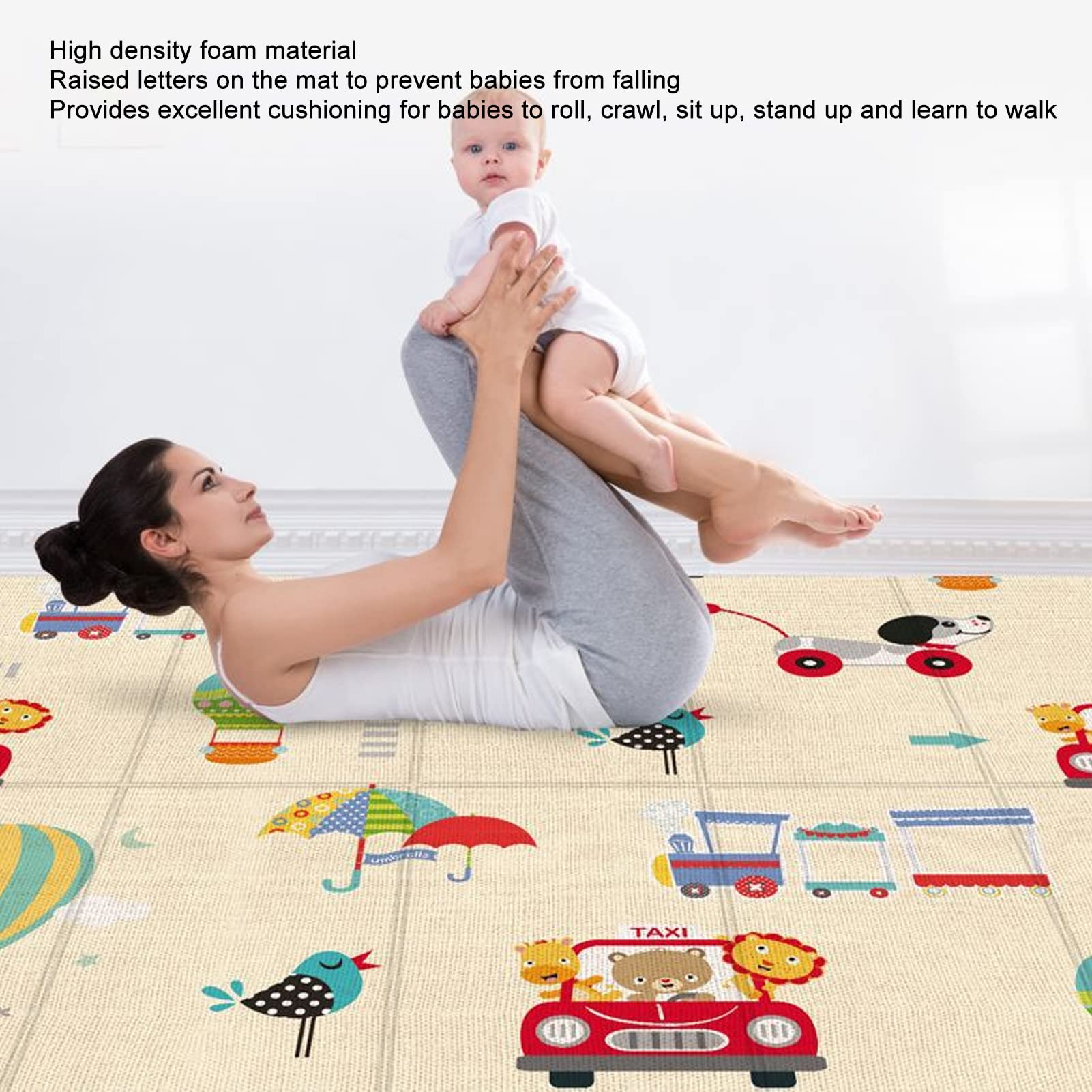 **Foldable Baby Play Mat - Extra Large Waterproof Crawling Mat for Toddlers & Infants - Non-Toxic, Odorless & Dirt-Resistant Activity Playmat for Home, Nursery & Daycare Use**    *(Use Cases: Perfect for playtime, tummy time, crawling practice, and safe floor activities at home, daycare, or outdoor adventures!)*