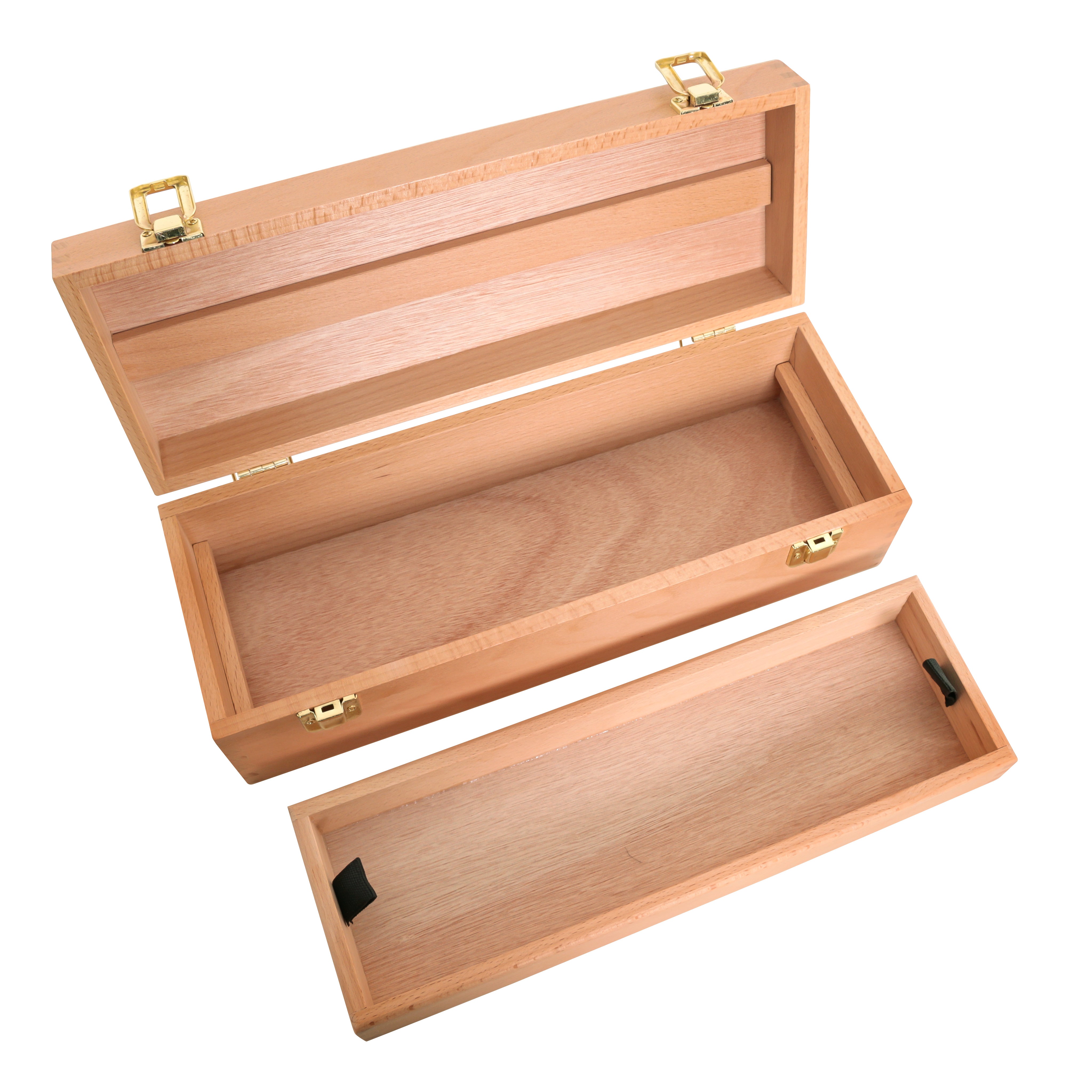 Multi-Function Unfinished Beechwood Artist Tool Storage Box with Removable Tray & Locking Clasps - Organize Paints, Pastels, Pencils & Art Supplies - Perfect for Artists, Students & DIY Crafters - Portable & Secure for Studio, Classroom & Travel Use