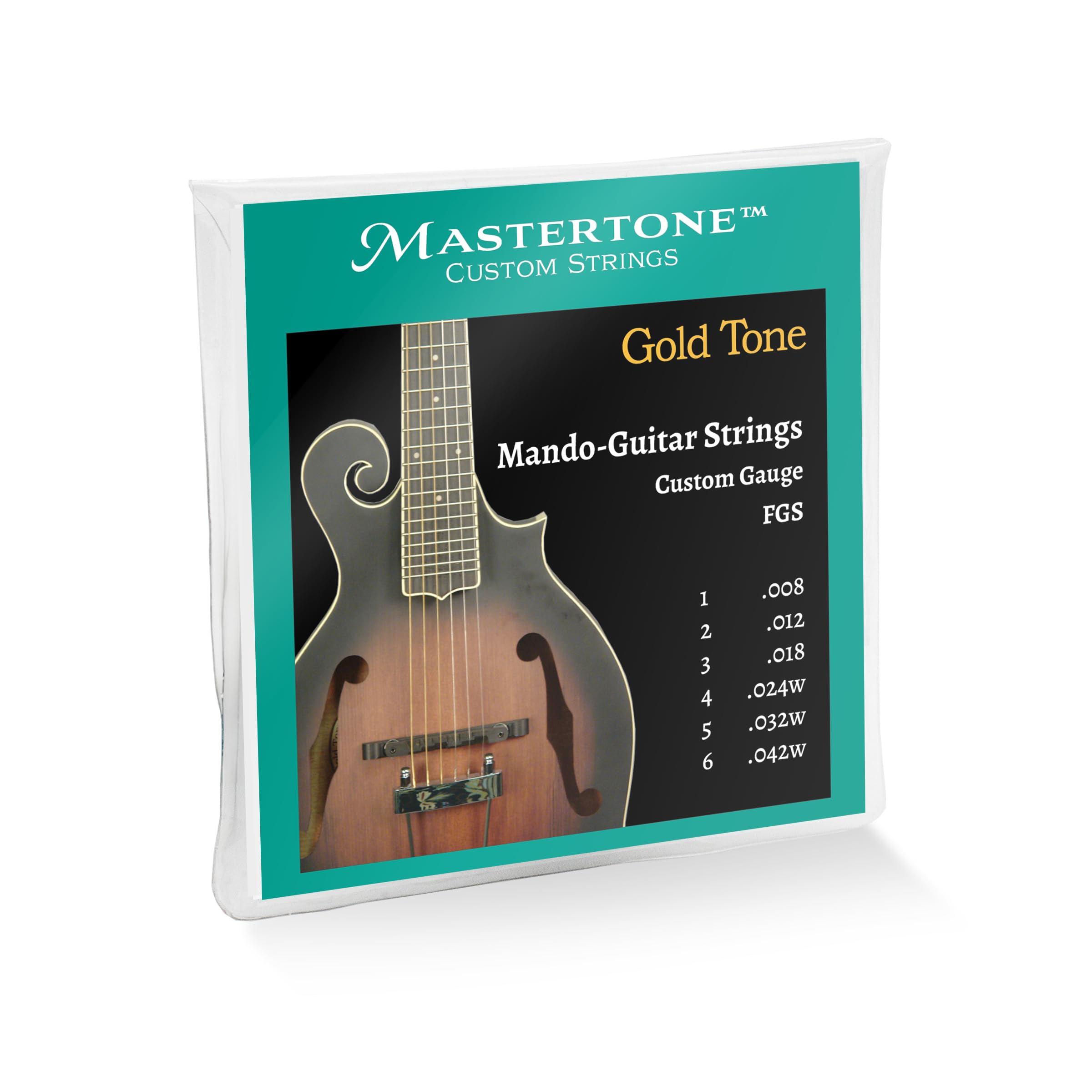 Gold Tone Mastertone™ FGS Mando-Guitar Strings - Custom Gauge (.042w, .032w, .024w, .018, .012, .008) - Premium Acoustic Strings for Mandolin & Guitar - Perfect for Bluegrass, Folk & Country Music Performances