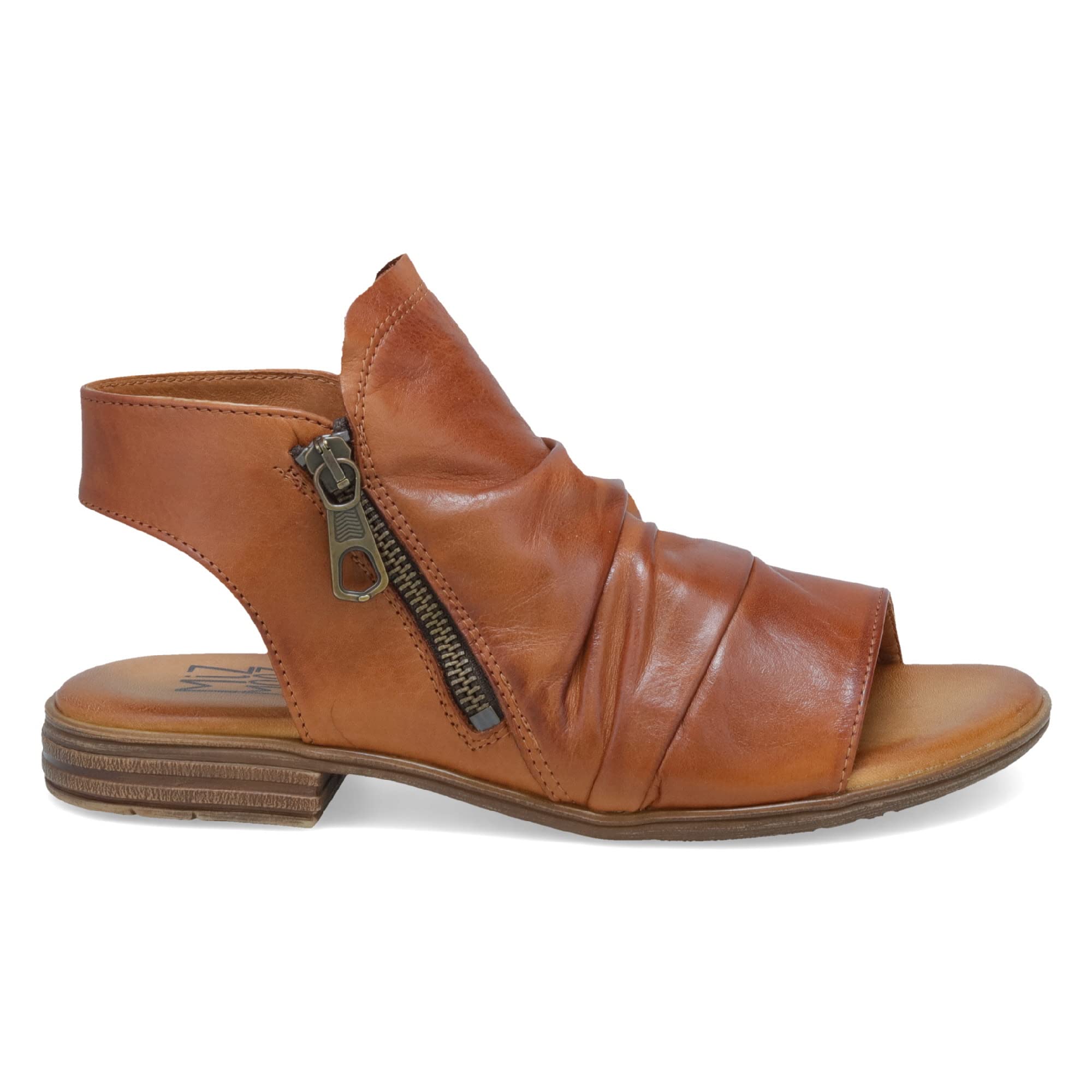 Miz Mooz Dylan Women's Leather Sandals - Boho Peep Toe Sandals with Side Zipper | Comfortable & Stylish for Summer, Beach, Travel & Casual Outfits