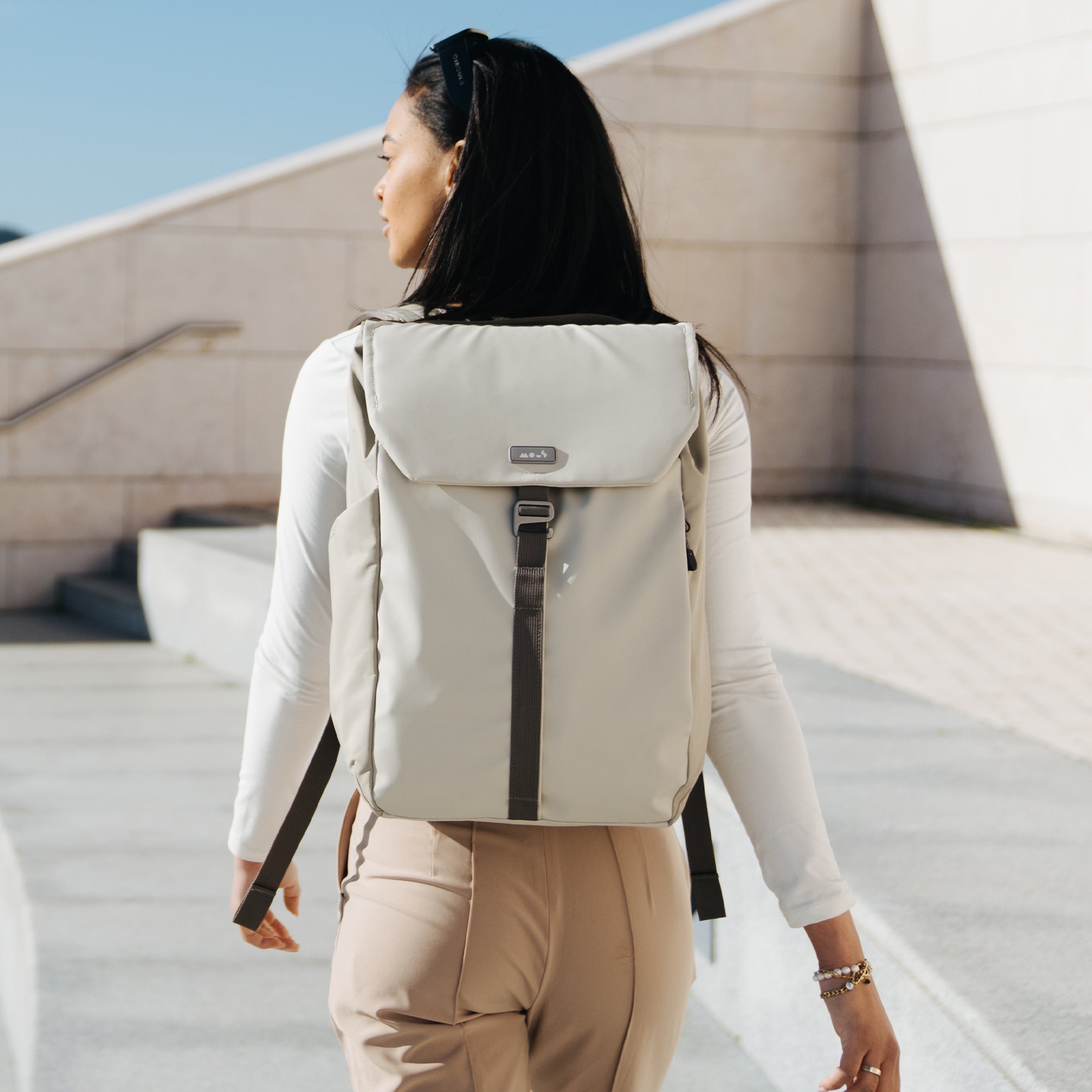 Durable Flap Backpack for Men & Women - Stylish Stone Color - Perfect for Travel, Hiking, School & Everyday Use