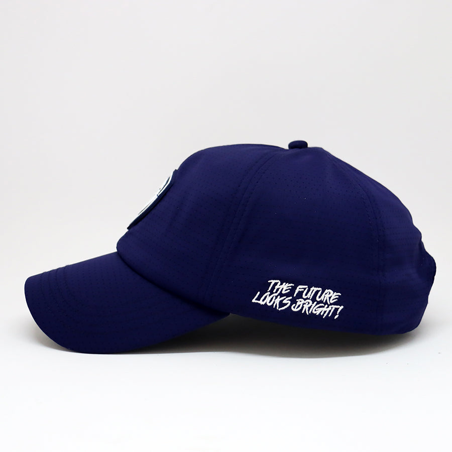 VT Shield Future Looks Bright Navy Velcro Performance Perforated Hat - Breathable Adjustable Baseball Cap for Outdoor Sports & Casual Wear