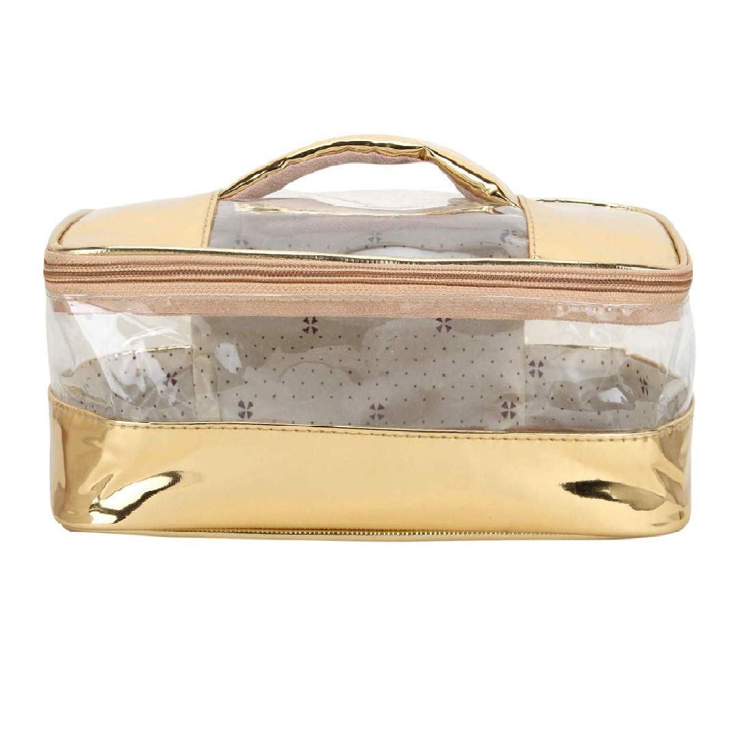 NA PURSE Women's Vanity Box Cosmetic Case for Girls & Ladies - Toiletry Bag CC005 (Gold) | Perfect for Travel, Makeup Storage & Organizer