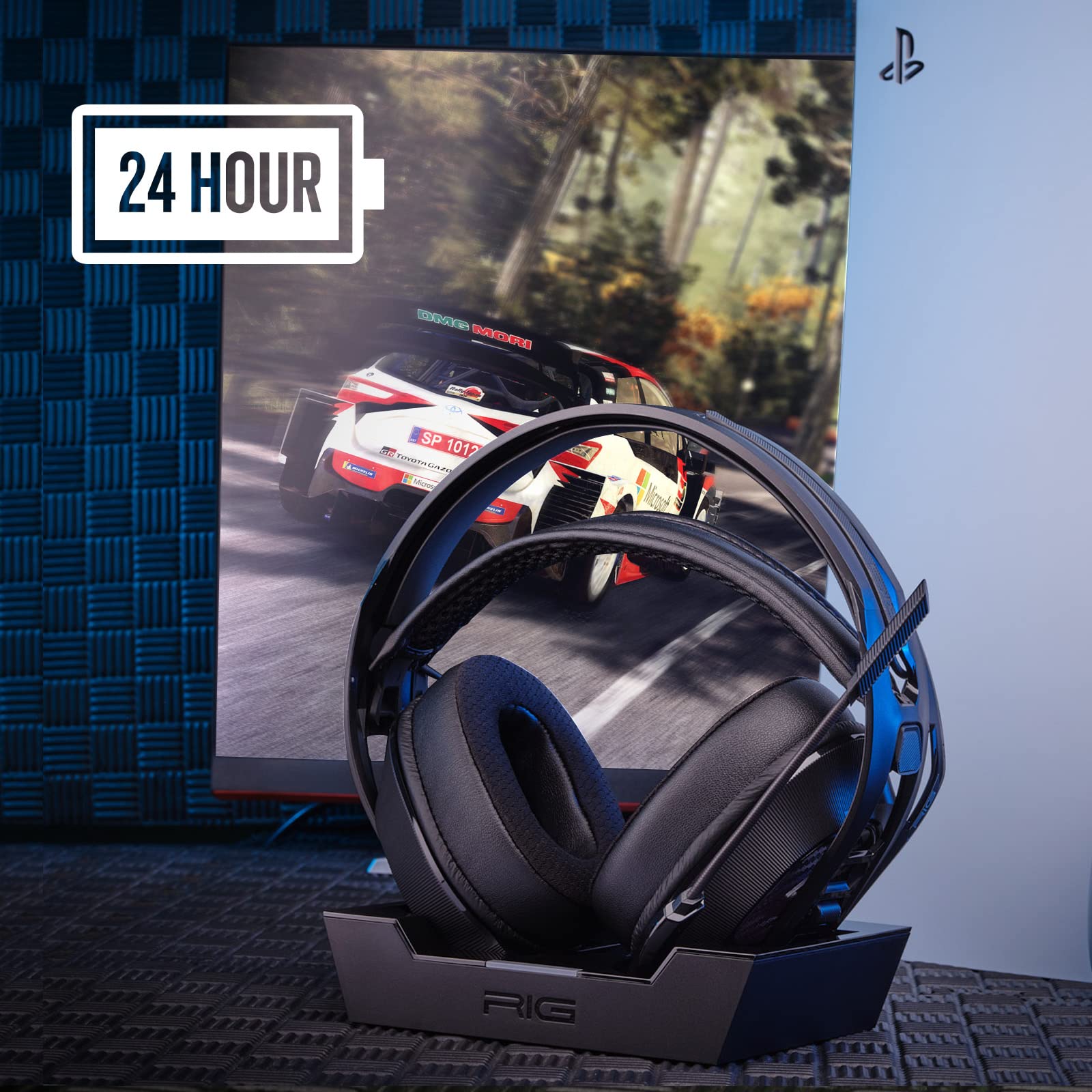 RIG 800 PRO HS Wireless Gaming Headset with Multi-Function Base Station - Compatible with PS4, PS5, PC | 24-Hour Battery Life | USB Connectivity (Xbox Not Supported) - Perfect for Competitive Gaming & Immersive Audio Experience