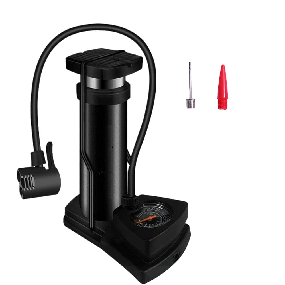 HUIOK Portable Bike Pump with Pressure Gauge - High Pressure Bicycle Tire Pump with Dual Valve (Presta & Schrader) for Road Bikes, Mountain Bikes, Sports Balls & Balloons - Perfect for Cycling, Commuting and Outdoor Adventures