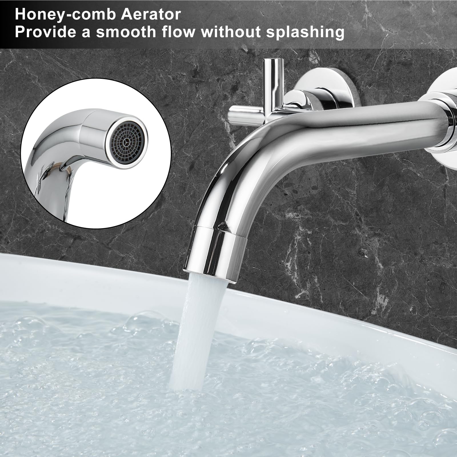 Midanya Double Handle Bathroom Sink Faucet - 3 Hole Widespread Mixer Tap for Vanity, Polish Chrome - Perfect for Modern Bathrooms