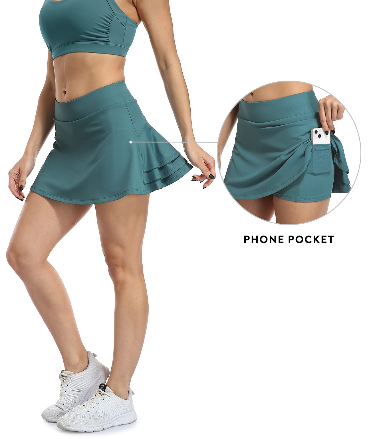ICY ZONE Women's Athletic Tennis Skirt with Built-in Shorts & Pockets - High Waisted Gym Running Golf Skort for Active Lifestyle | Perfect for Tennis, Running, Golf & Workouts
