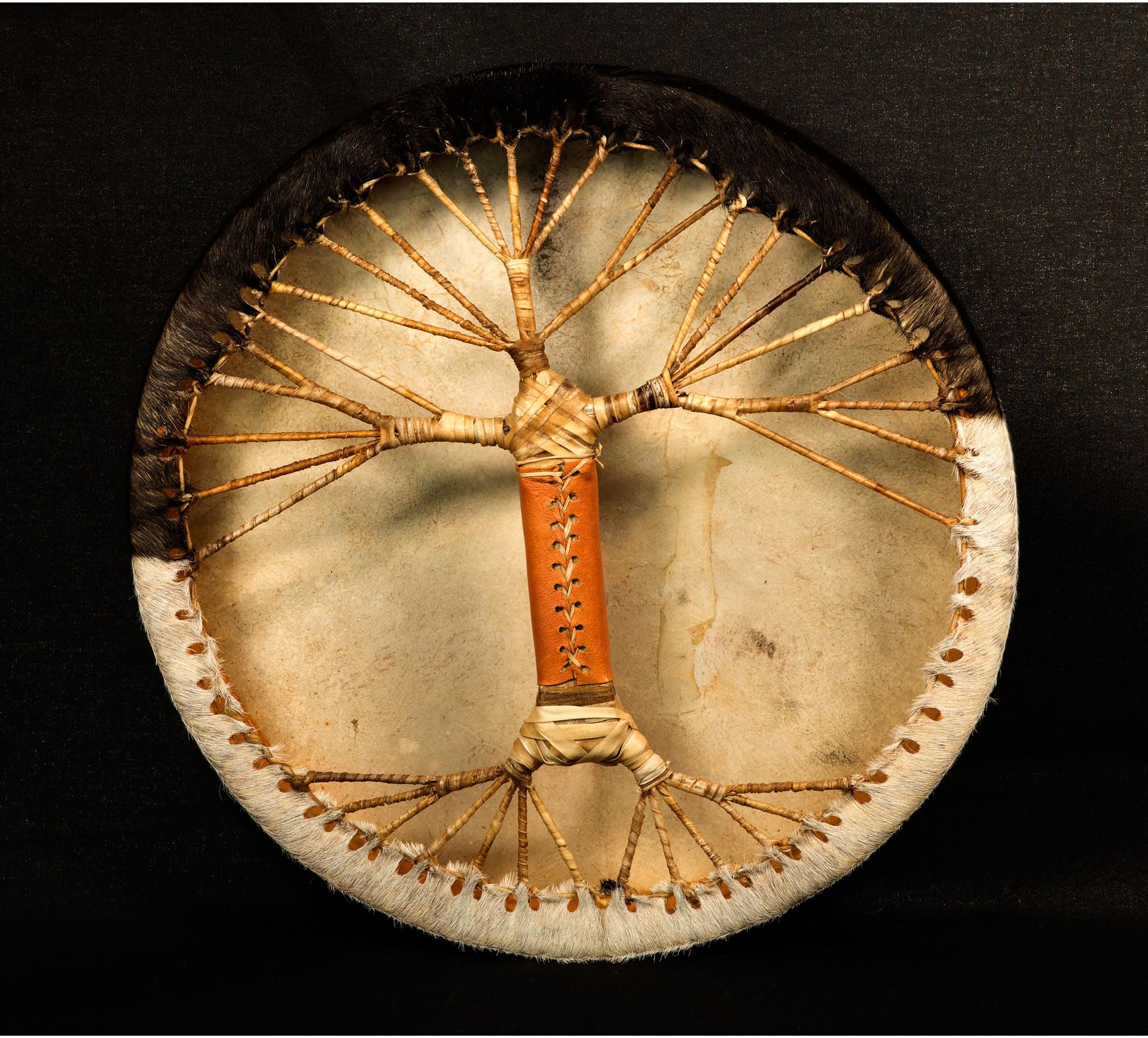 Authentic Goat Skin Shaman Drum with Hair – Viking Leather Design for Rituals & Meditation – 16 Inch Handmade Musical Instrument – Perfect Gift for Christmas, Spiritual Ceremonies & Cultural Enthusiasts