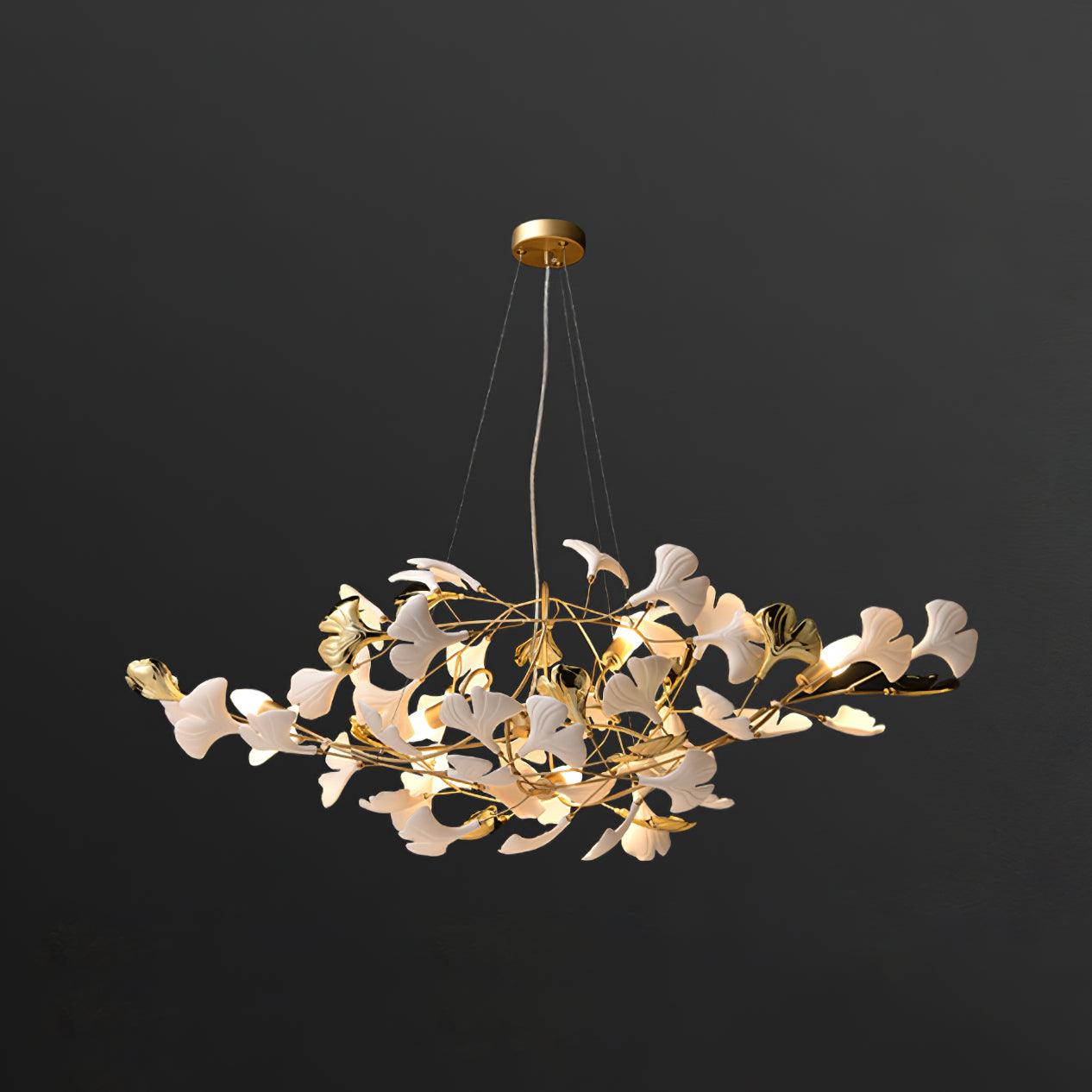Ginkgo Leaf Chandelier - Elegant Modern Ceiling Light Fixture for Dining Room, Living Room, and Bedroom Decor