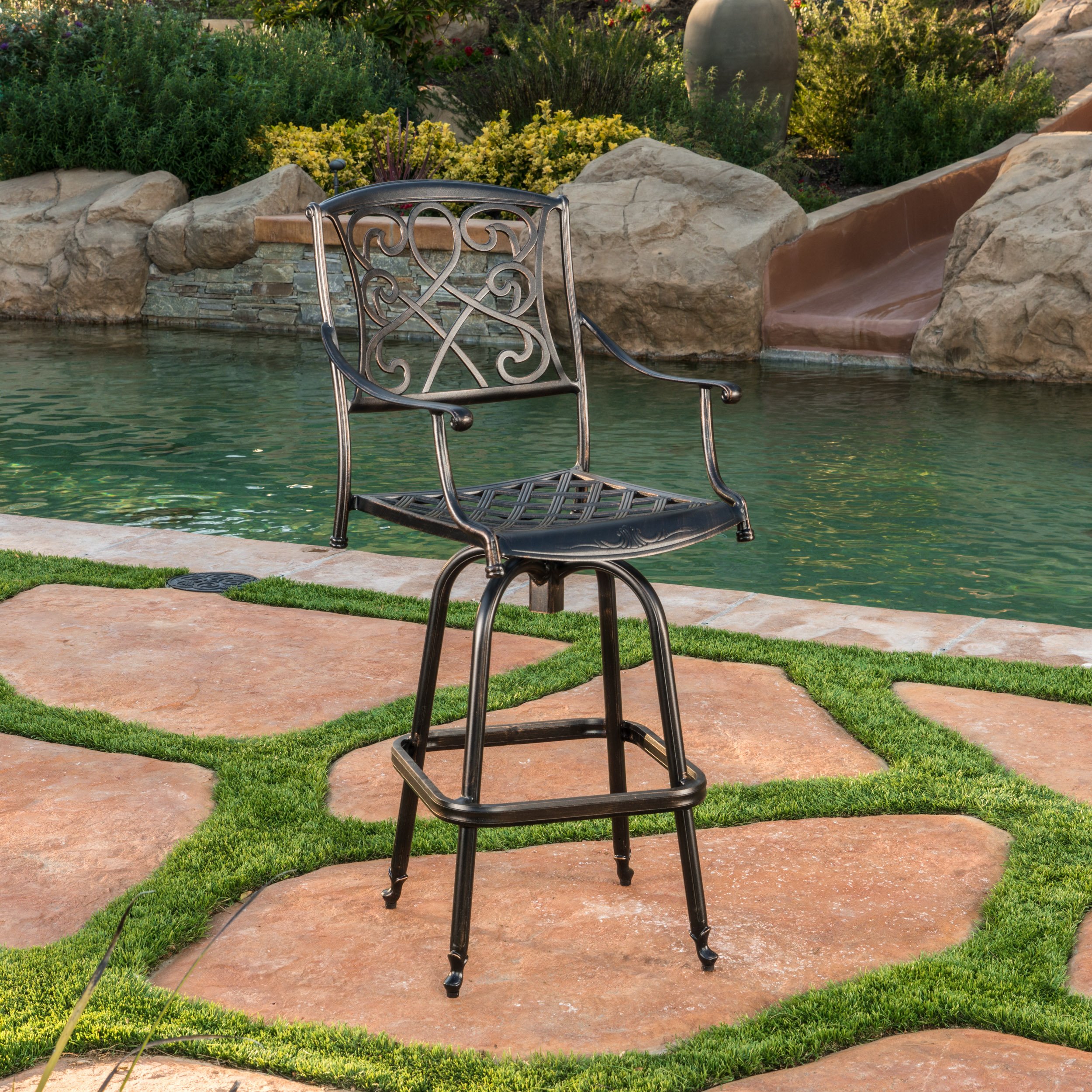 Christopher Knight Home Santa Maria Barstool - Shiny Copper Metal Bar Height Stool for Kitchen Island, Breakfast Bar & Home Decor
