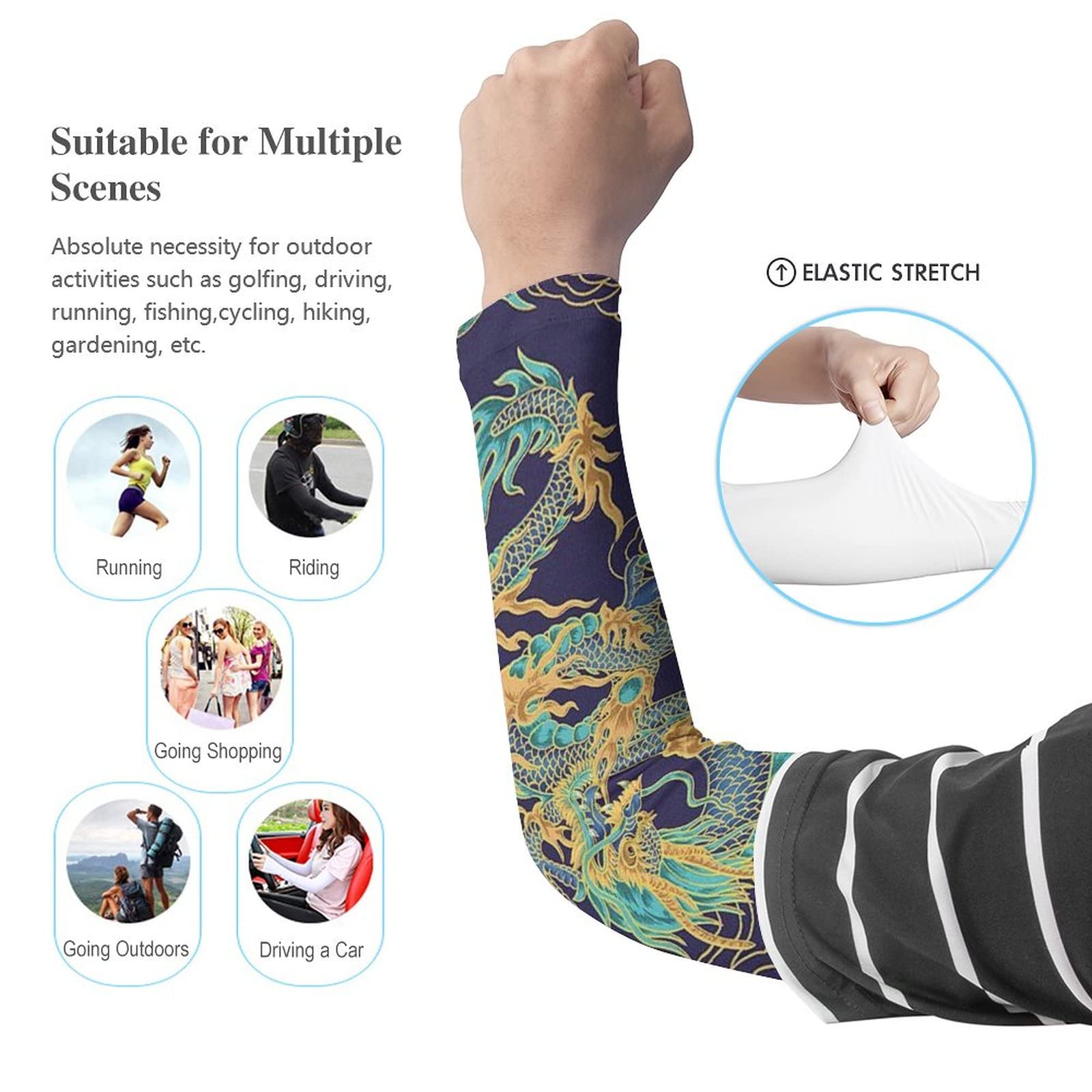 Cooling Sun Sleeves for Men & Women - UV Protection Arm Covers, Breathable Sports Compression Sleeves for Running, Cycling, Golf & Outdoor Activities