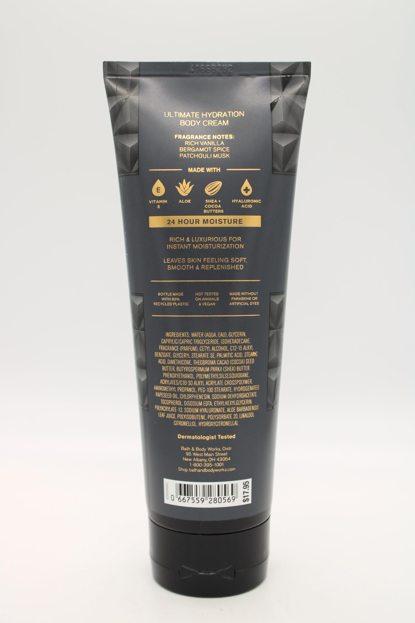Vanilla Noir Men's Hydrating Body Cream - 8 oz Ultra Moisturizing Lotion for Dry Skin - Best for Post-Shave & Daily Skincare Routine
