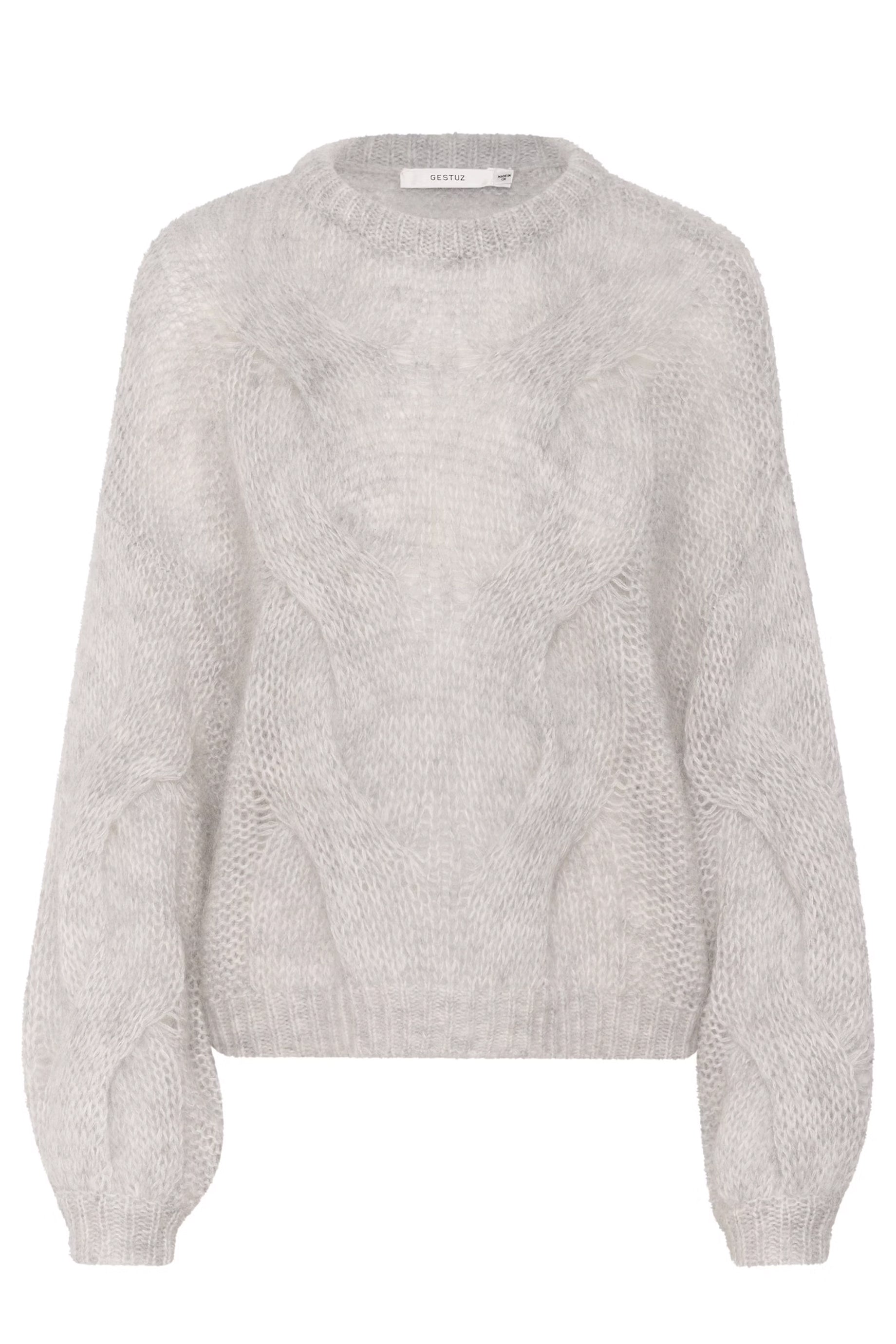 Gestuz Zenia Women's Grey Pullover Sweater | Soft Knit Casual Long Sleeve Top for Fall & Winter | Perfect for Office, Date Night and Weekend Outings