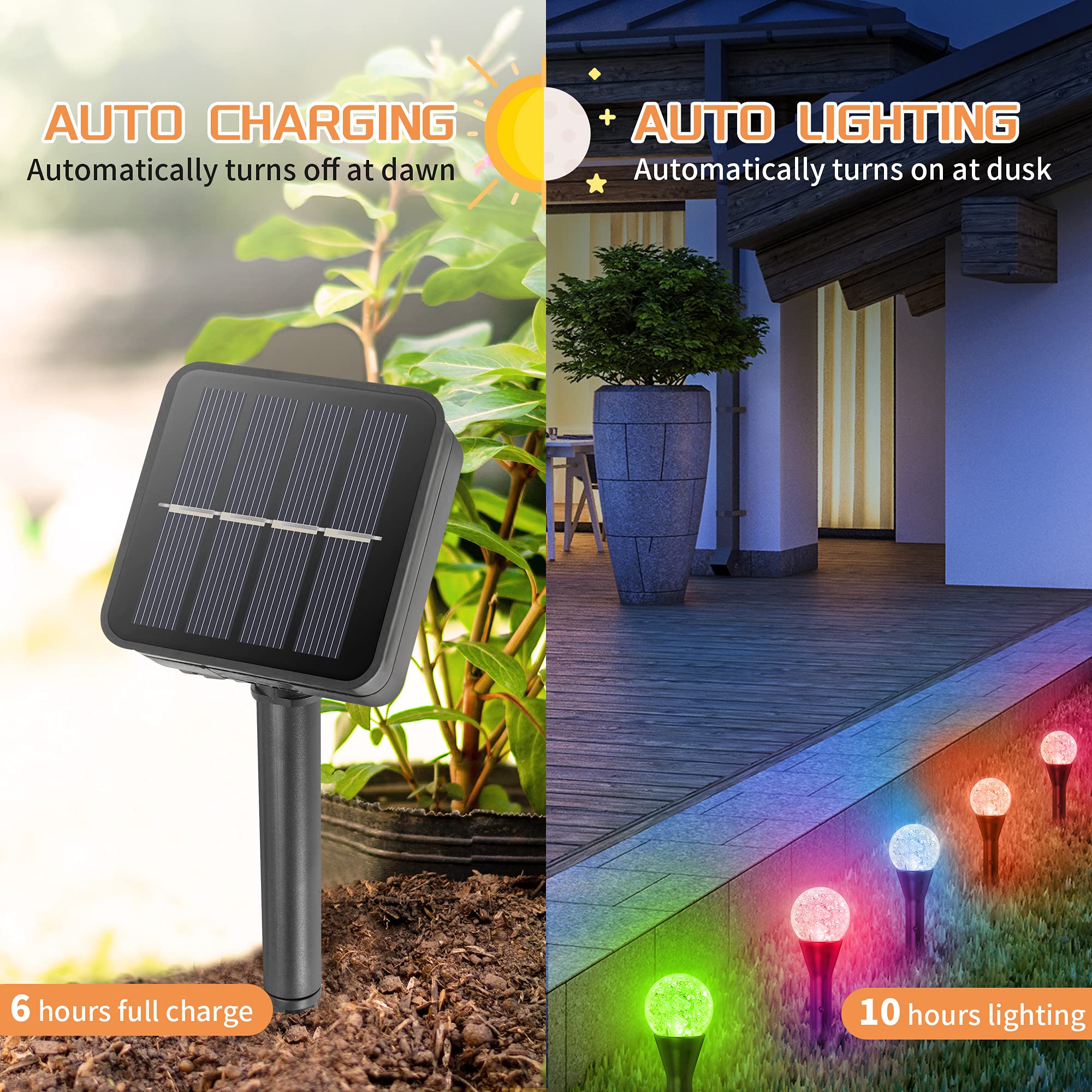 Upgraded Solar Garden Lights - 10 LED Outdoor Pathway Lights, Waterproof DIY Fairy String for Lawn, Yard, Walkway & Garden Decoration | Perfect for Landscape Lighting, Patio Decor & Backyard Pathways