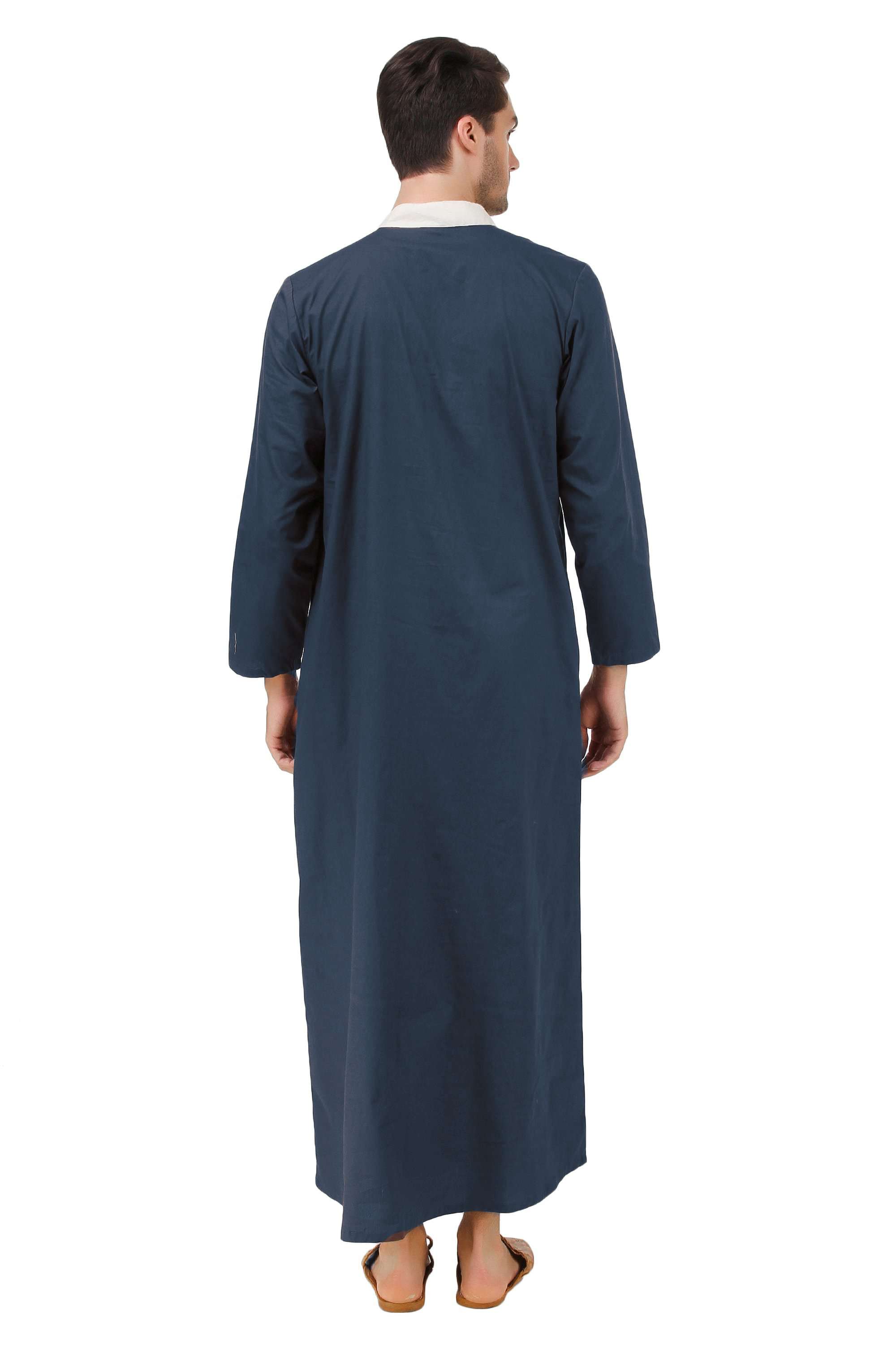 Premium Bilal Charcoal Cotton Galabiya for Men - Comfortable Traditional Islamic Thobe for Prayer, Eid & Special Occasions