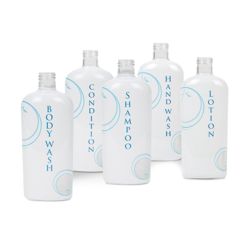 Aquamenities White Replacement Bottles for Shampoo, Conditioner & Body Wash - Perfect for Hotels, Spas & Travel Toiletries