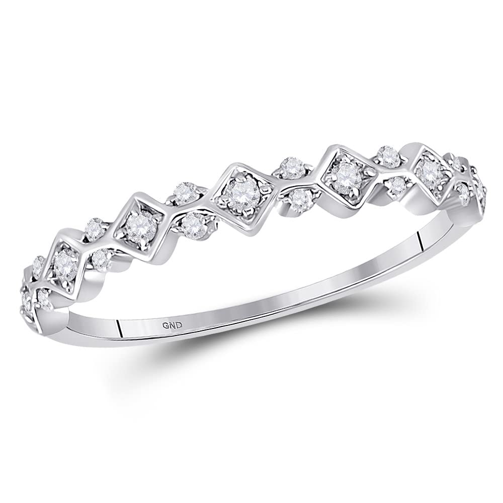 10K White Gold Women's Round Diamond Stackable Band Ring - 1/6 CTTW - Perfect for Wedding Bands, Anniversary Gifts & Everyday Elegance