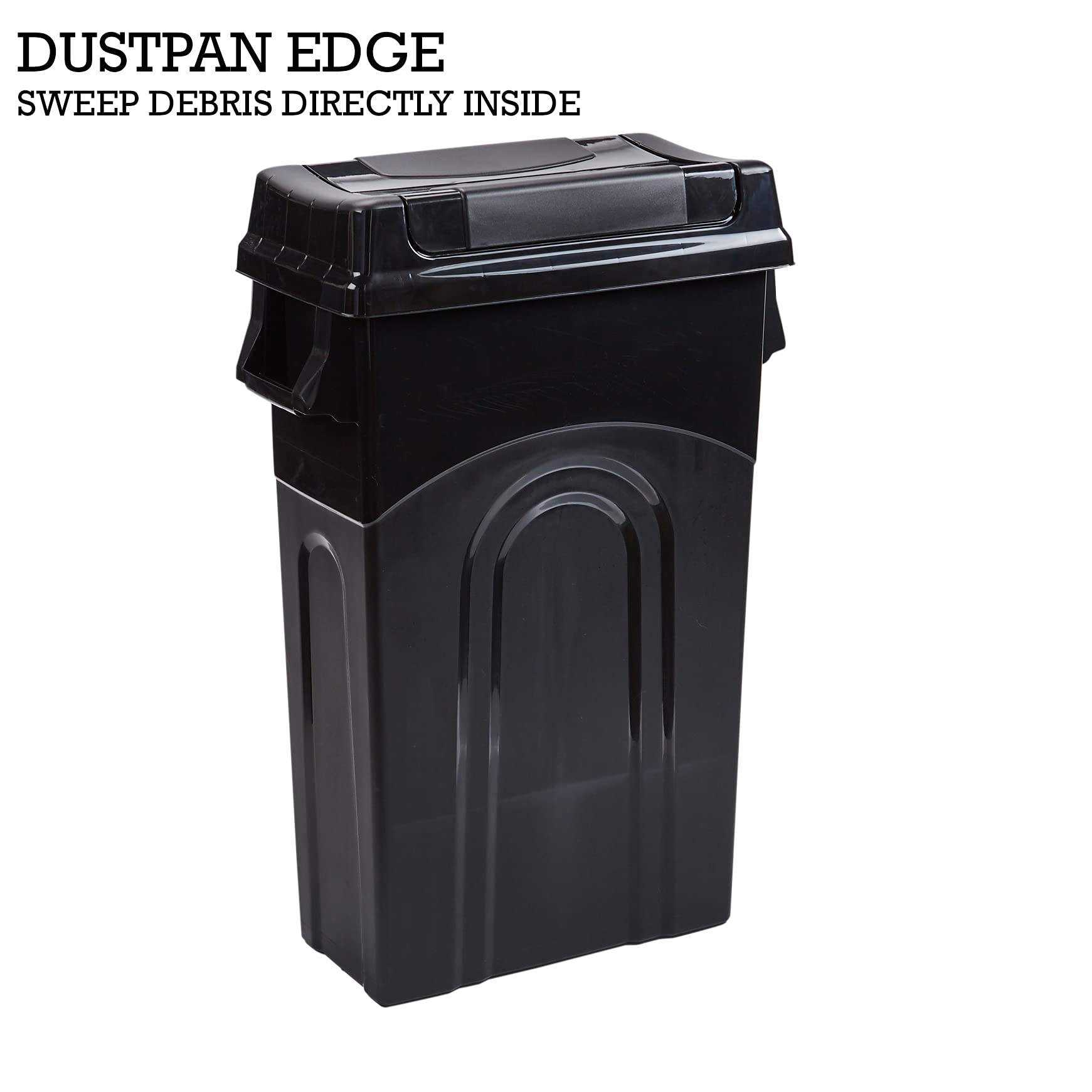 United Solutions 23 Gallon Highboy Slim Waste Container with Swing Lid - Space Saving Trash Can, Easy Bag Removal & Handles for Easy Carrying - Indoor/Outdoor Use for Kitchen, Office, Garage - Black (1-Pack)