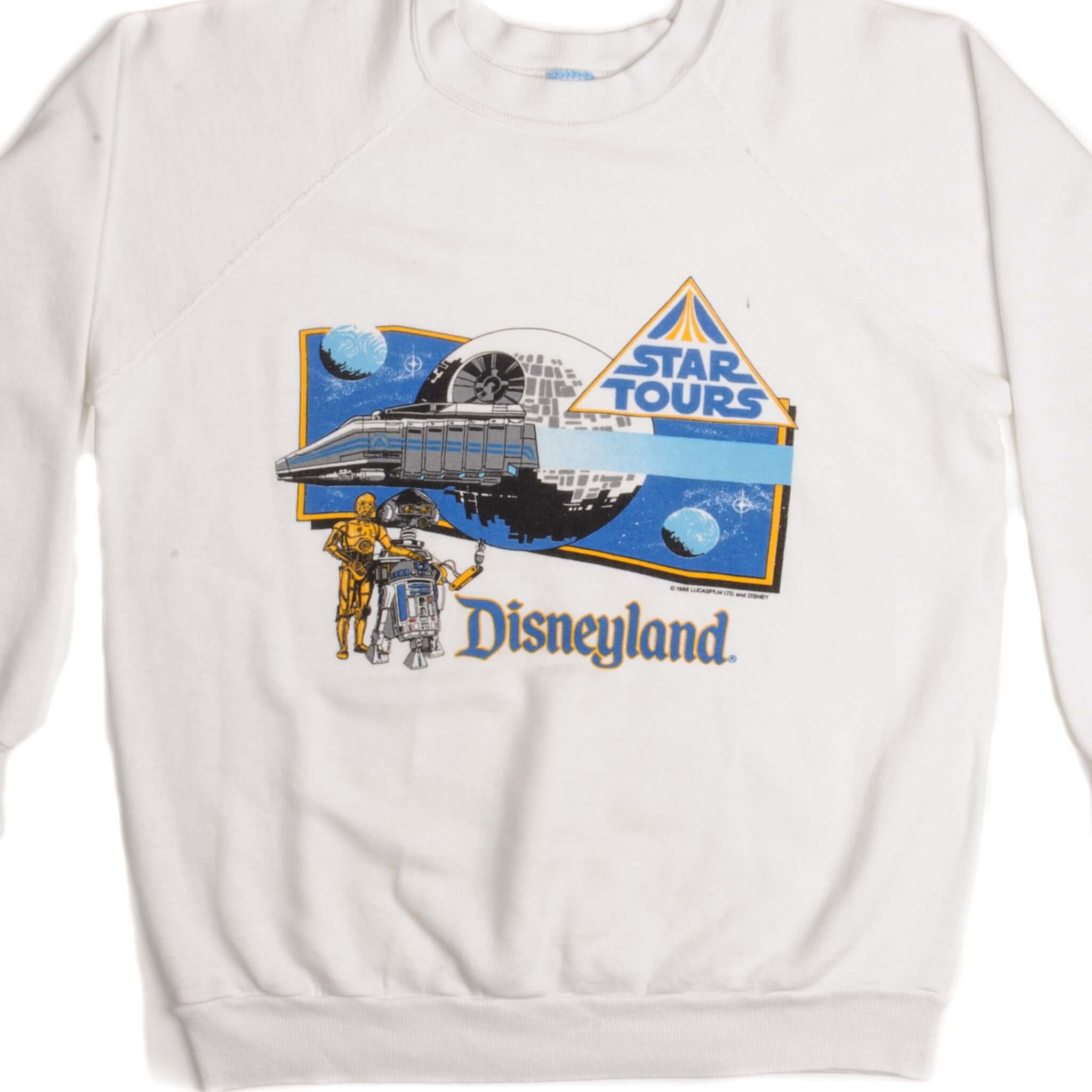 Vintage Disneyland Star Tours Sweatshirt 1987 - Large Size, Made in USA - Retro Disney Collectible for Theme Park Fans & Movie Lovers