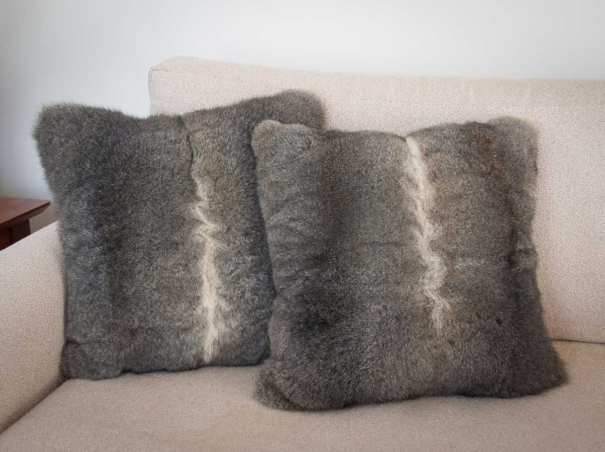 Natural Warm Grey Possum Fur Cushion Cover - Soft & Luxurious Throw Pillow Case for Sofa, Bed, Chair - Cozy Home Decor for Living Room, Bedroom & Office