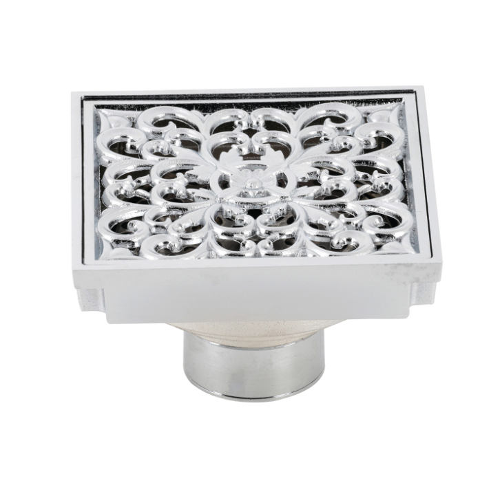 4 Inch Square Grid Shower Drain with Hair Catcher - Stainless Steel Bathroom Floor Drain for Wet Room, Shower Stall & Bathtub - Anti-Clog Design for Home & Commercial Use