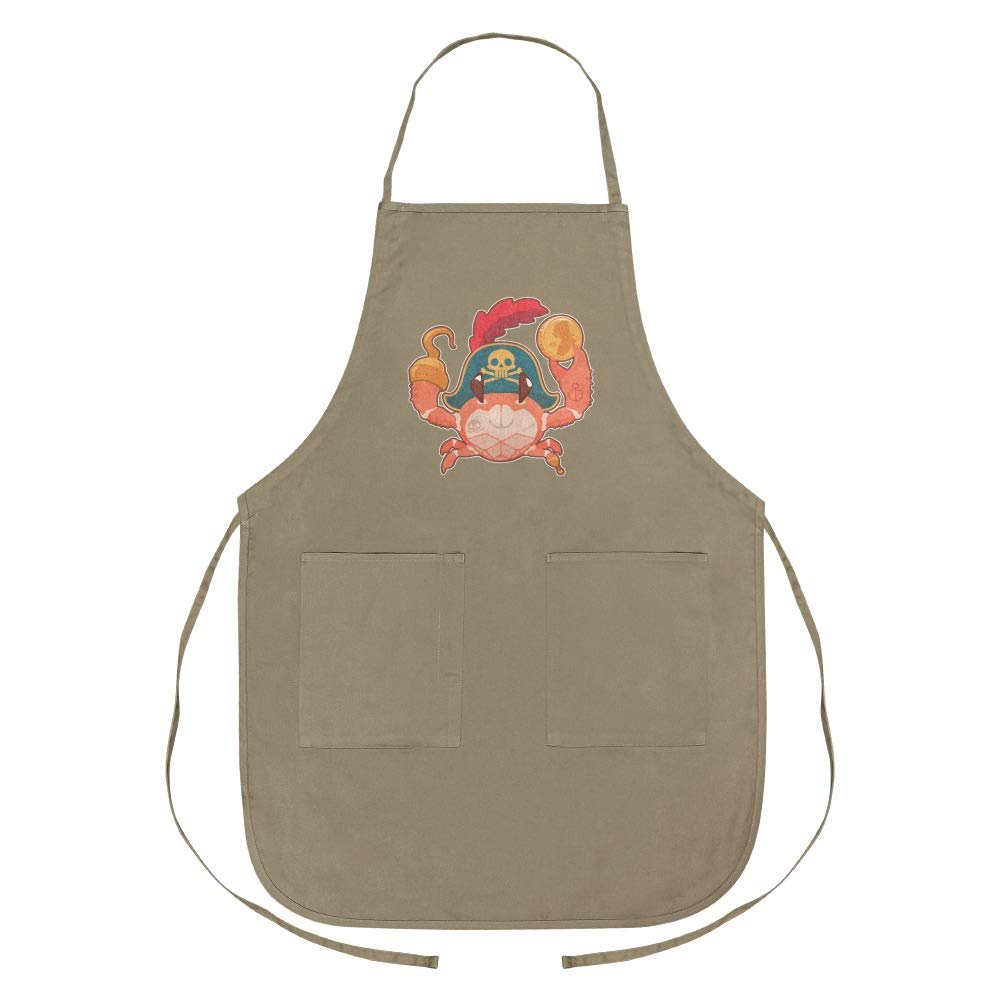Pirate Crab Beach Apron with Hook & Coin Design - Adjustable Bib with Pockets for Cooking, Grilling & Outdoor Activities