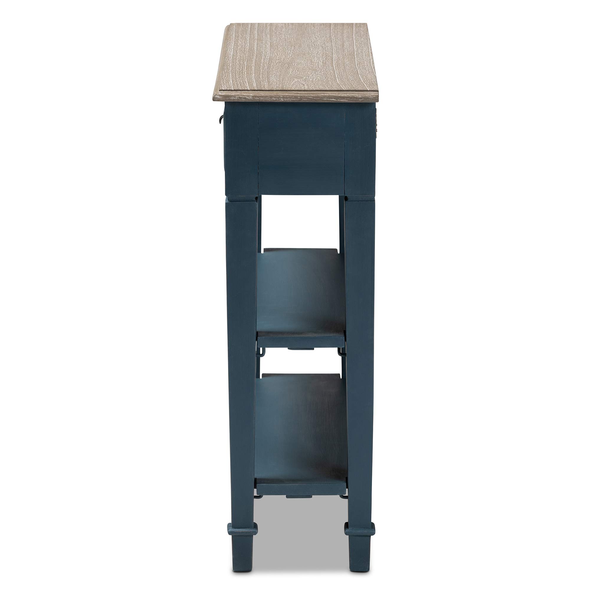 Baxton Studio Modern Console Table - Blue & Oak Finish - Entryway Sofa Table for Hallway, Living Room, or Bedroom Decor