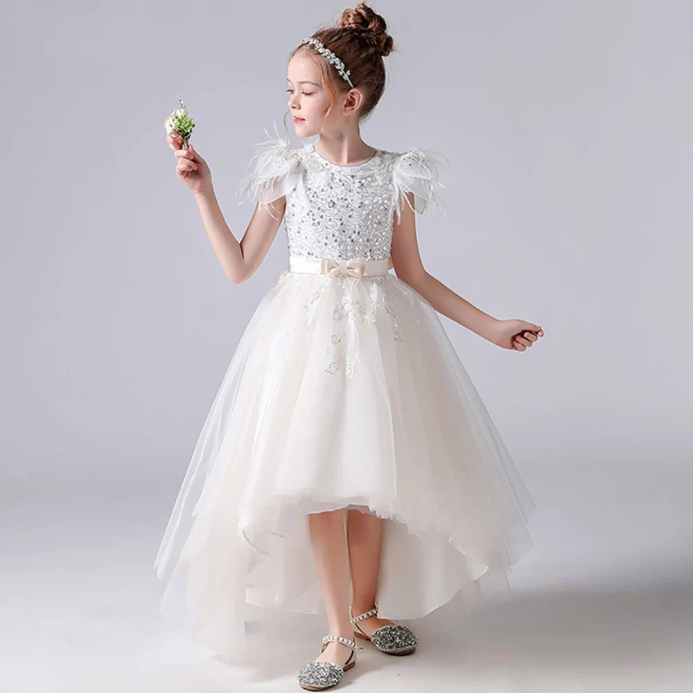 Sparkly Sequined Tulle Flower Girl Dress for Birthday Party, Junior Bridesmaid Wedding Gown - Perfect for Special Occasions, Pageants & Photo Shoots