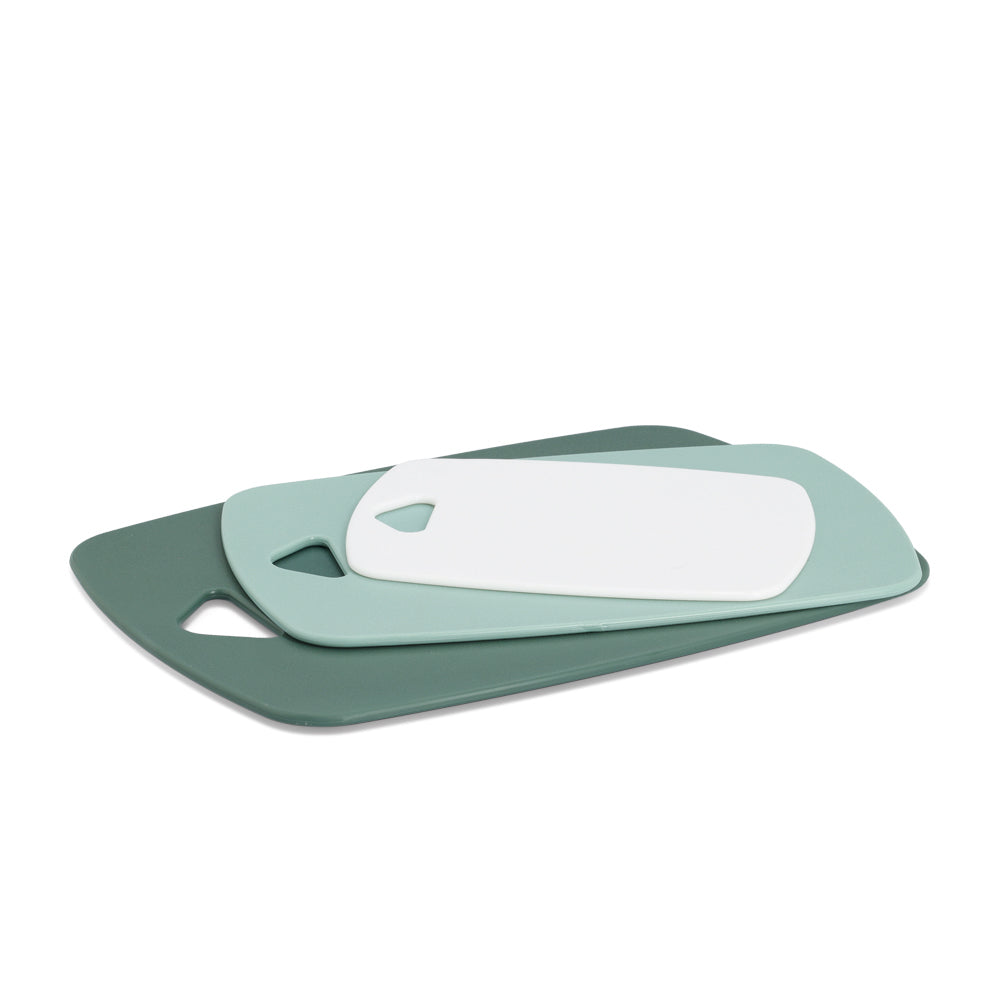 3-Piece Plastic Cutting Board Set - Green, Mint & White for Kitchen Prep, Chopping & Serving | Dishwasher Safe & Non-Slip