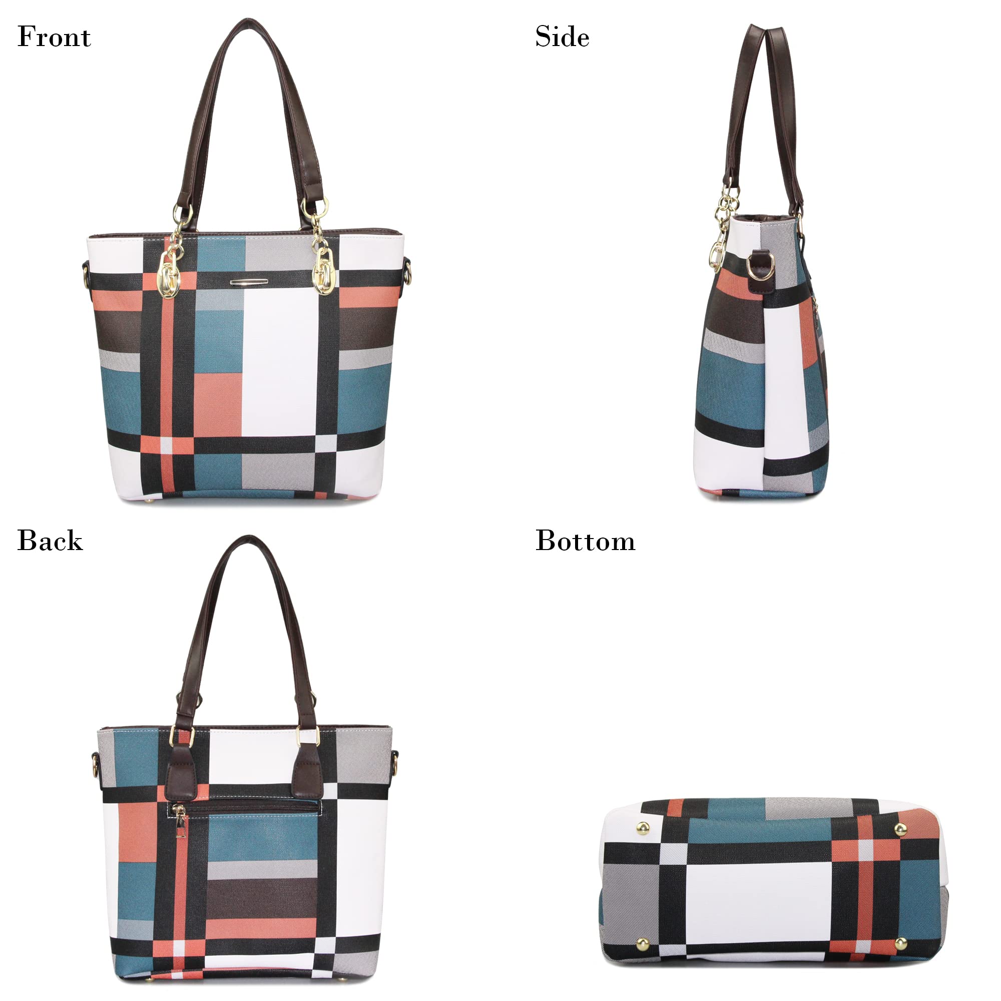 Women's Synthetic Leather Handbag Set - 6pcs Tote & Crossbody Bags for Work & Travel