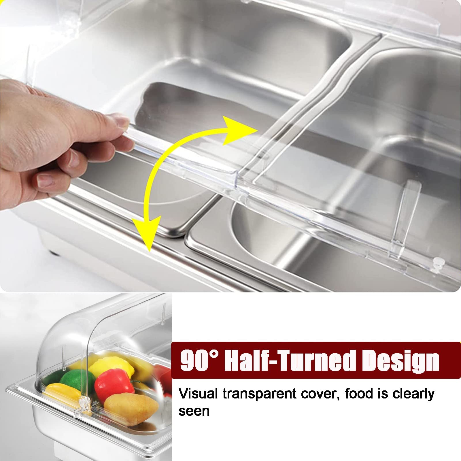 Stainless Steel Chafing Dish Buffet Set with Electric Temperature Control (40-100℃) - 600W Food Warmer with Lid - 9L/13L Capacity for Catering, Buffets & Home Entertaining (9L-A, 1/2 Size)
