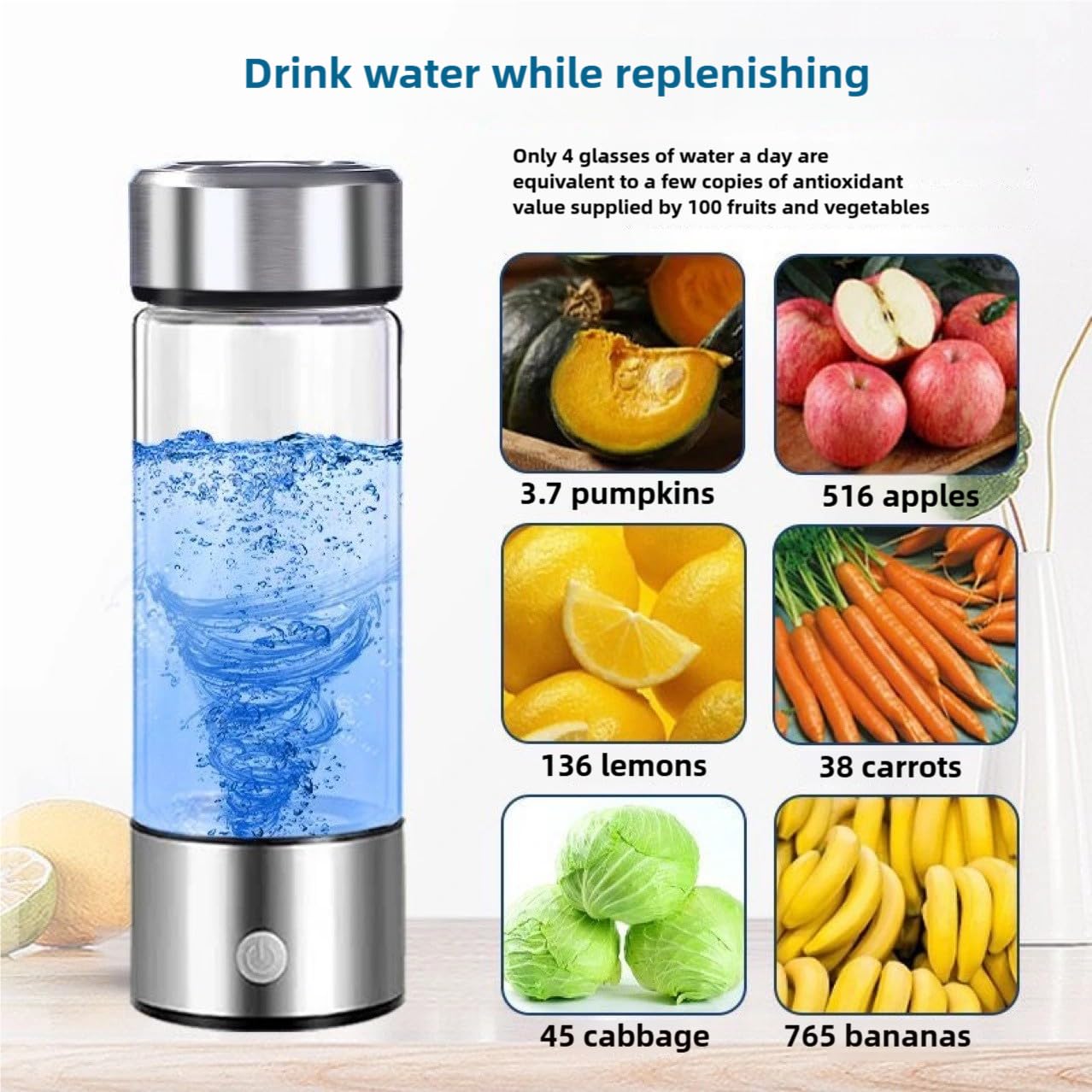 Premium Hydrogen Water Bottle Generator with SPE & PEM Technology - 2500-3000ppb H2 Infuser for Office & Travel - Portable Water Ionizer for Health & Wellness - Perfect for Hydration On-The-Go & Active Lifestyle