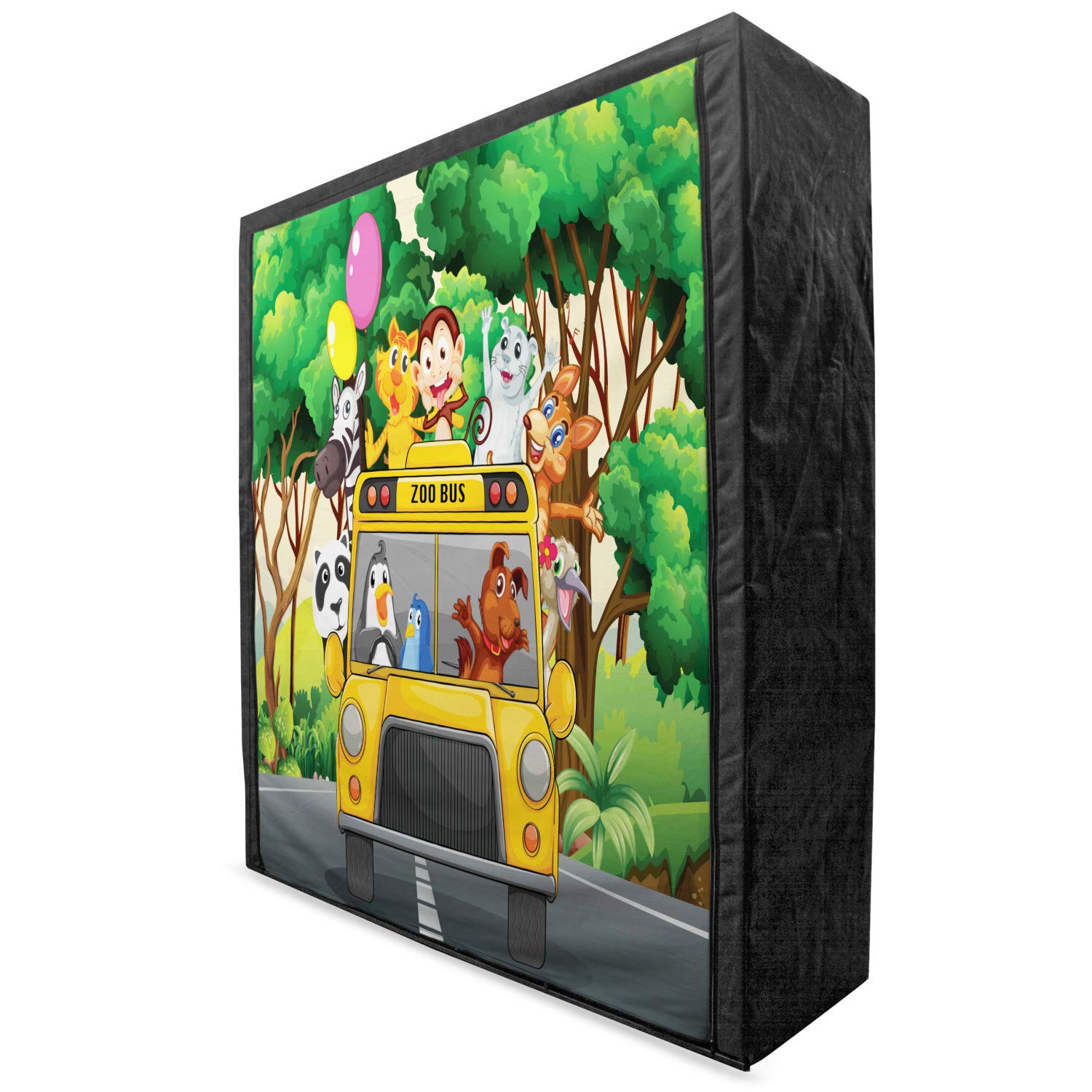 Ambesonne Zoo Portable Fabric Wardrobe with Animals Balloons Print - 59