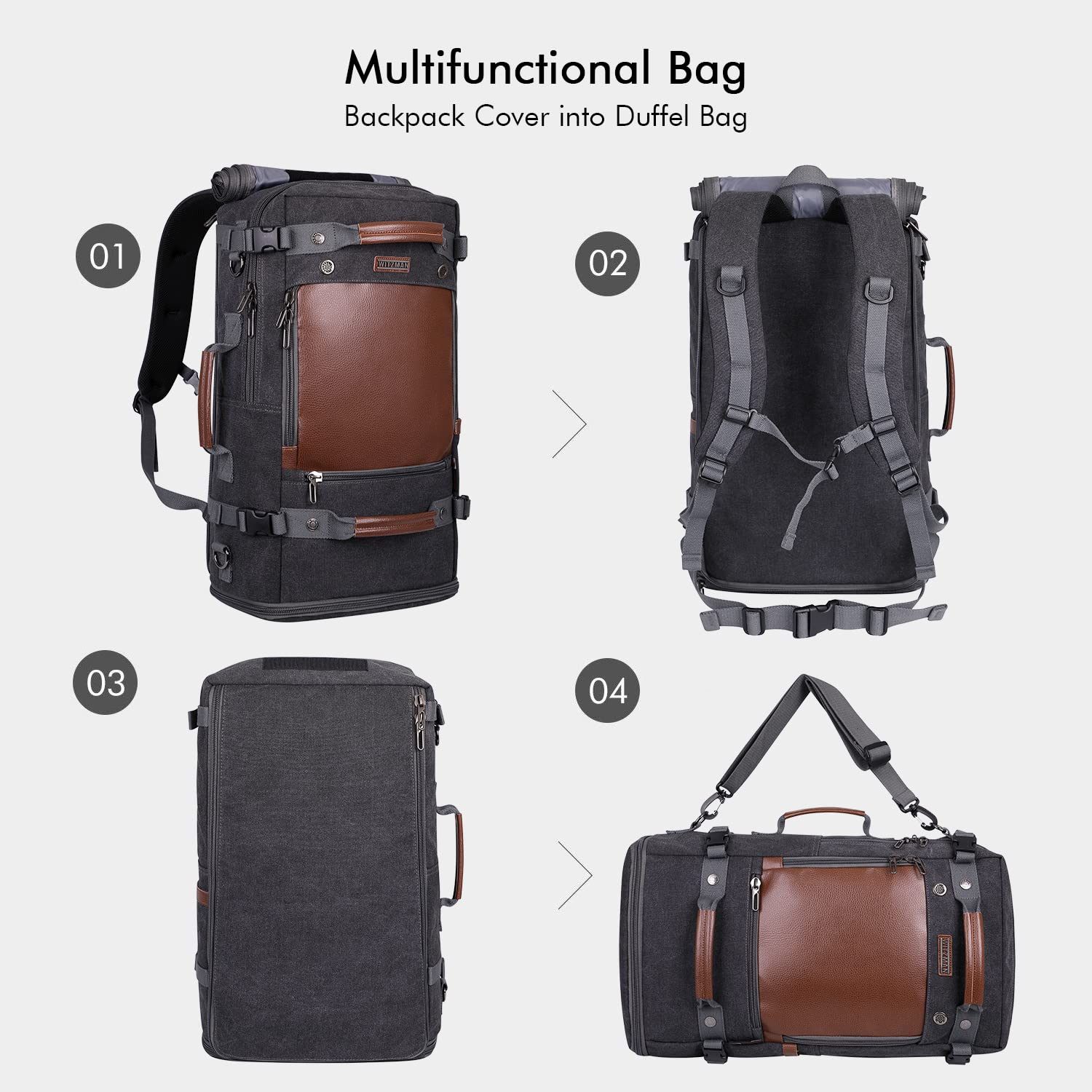 WITZMAN Travel Backpack Carry-on Luggage with Shoe Compartment - Perfect for Gym & Weekend Trips