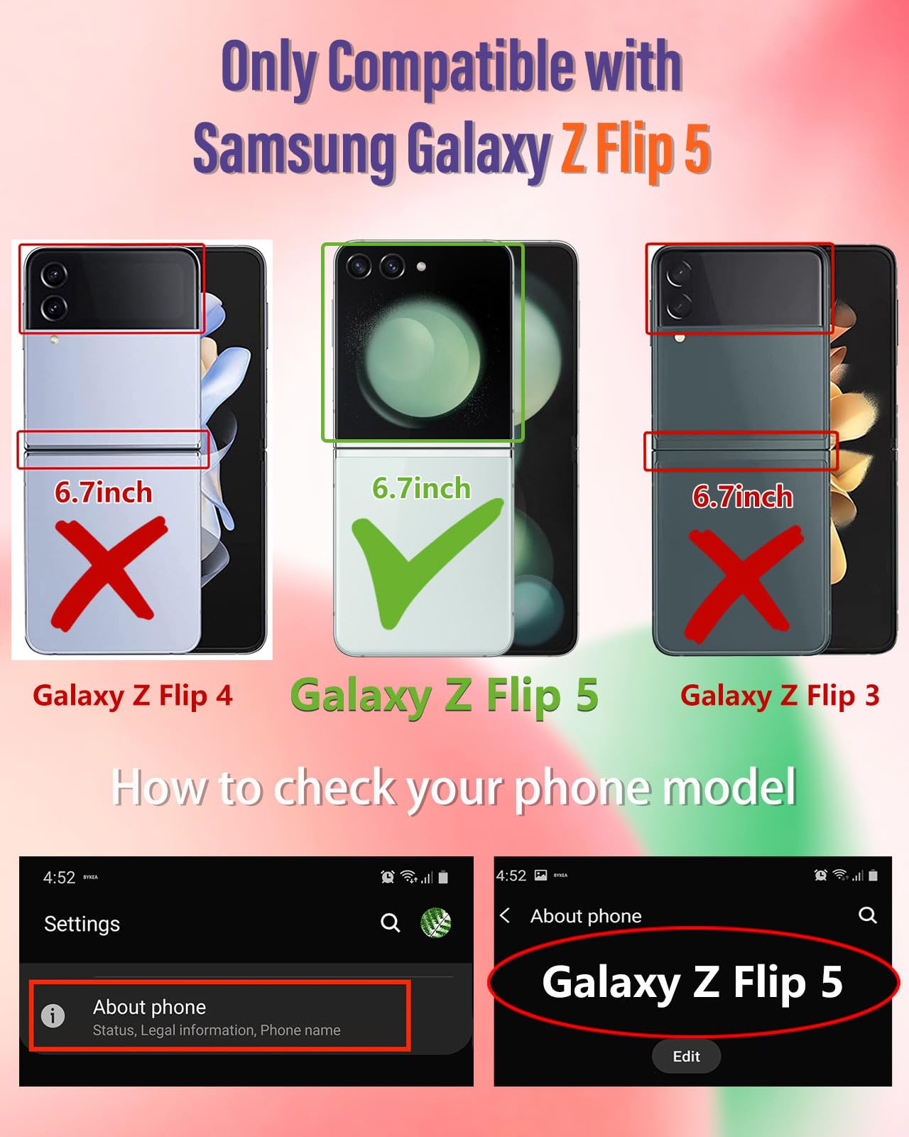 2in1 Cute Butterfly Design Samsung Galaxy Z Flip 5 Case for Women - Aesthetic Girly Phone Cover with Ring Stand (6.7