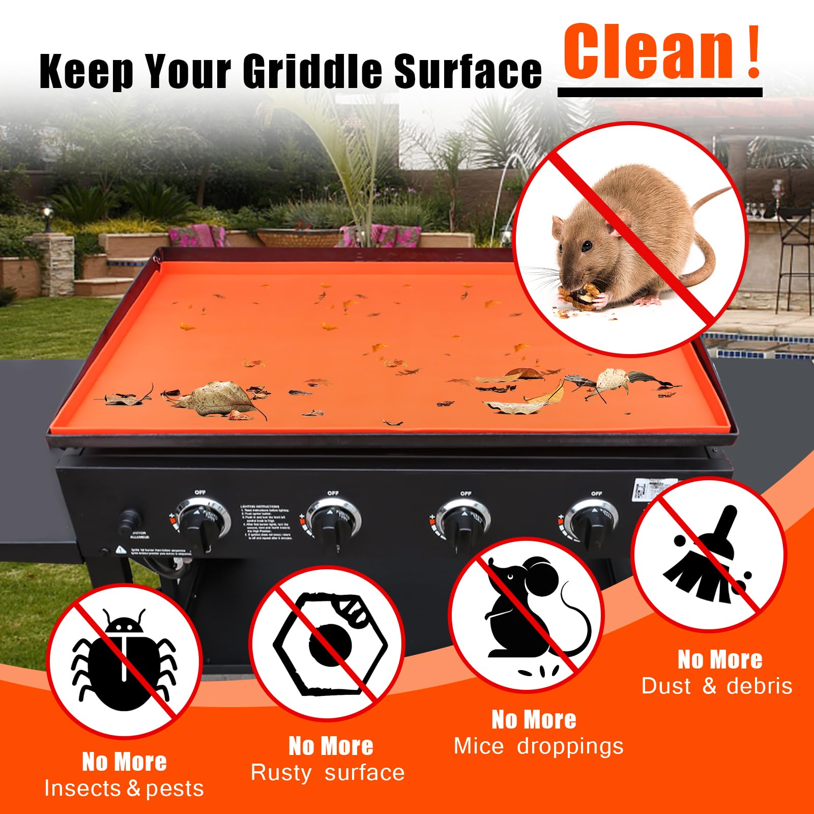 Utheer 36 Inch Heavy Duty Food Grade Silicone Griddle Mat with Spatula Mat for Blackstone Griddle - All Season Cooking Protective Grill Cover - Perfect for Outdoor BBQ, Camping & Backyard Cooking