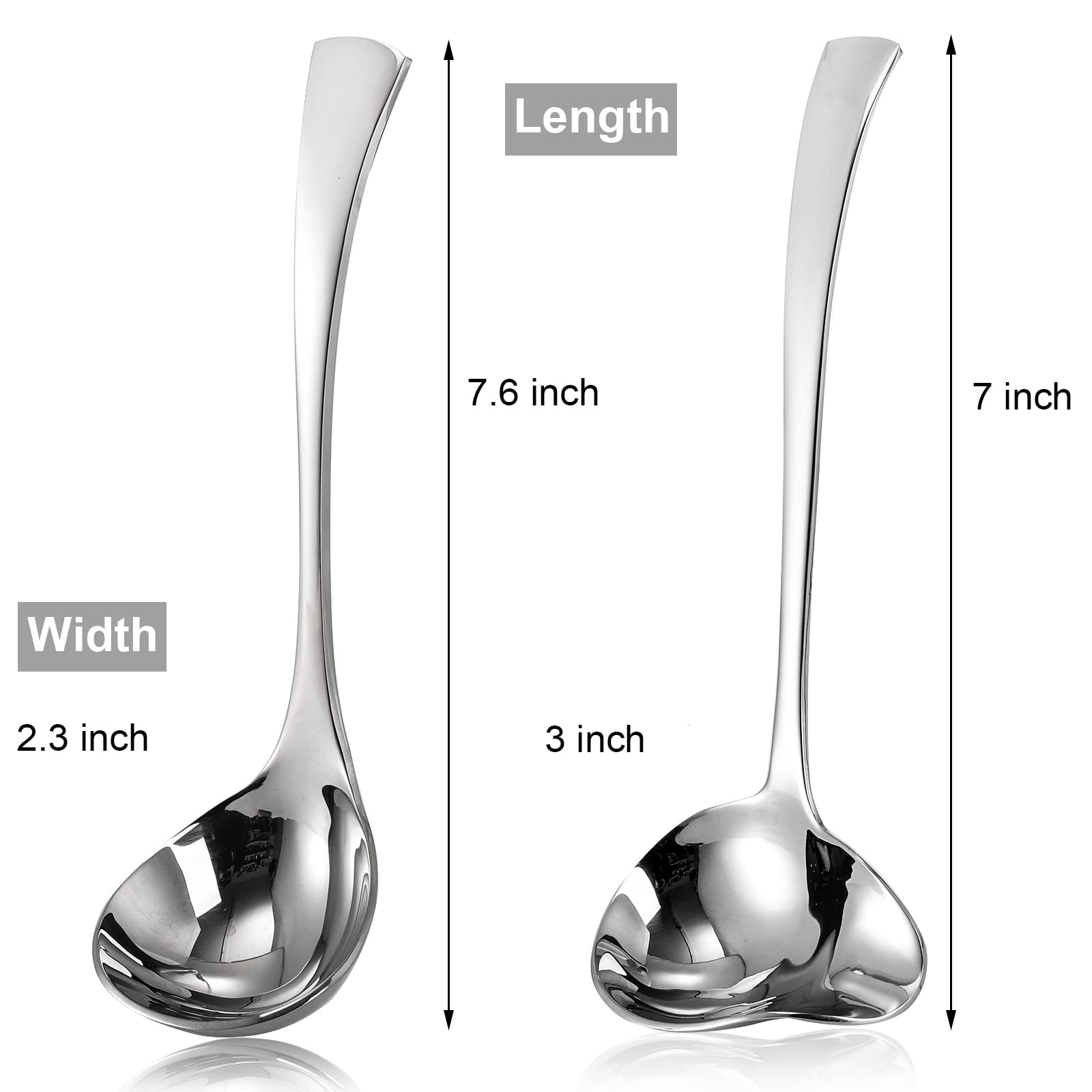 Premium Set of 2 Stainless Steel Gravy Spoons - 7 Inch Small Sauce Ladle with Spout for Drizzling | 18/10 Food-Grade Mini Soup Ladle | Perfect for Kitchen, Serving, and Table Use | Ideal for Sauces, Dressings, and Desserts