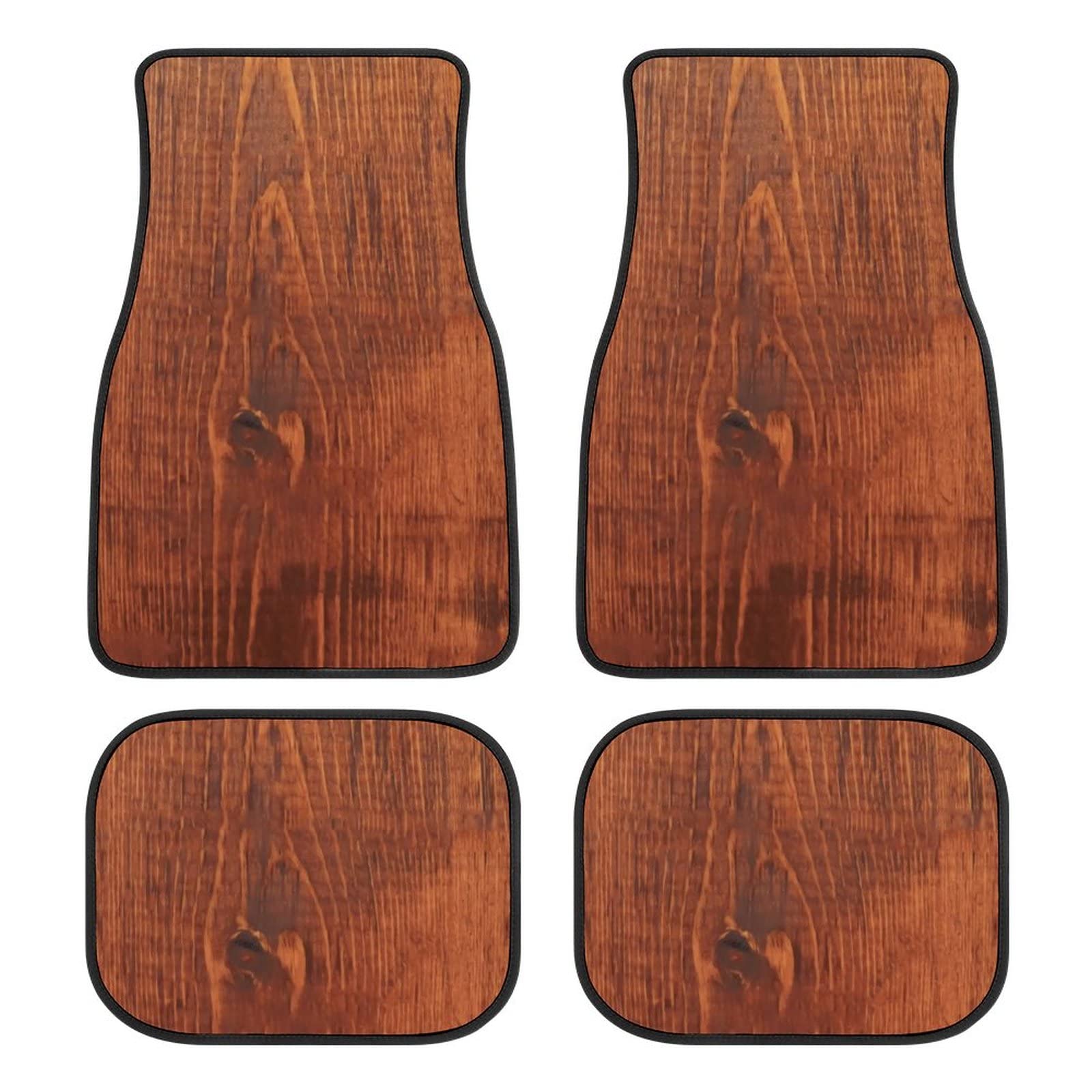 Premium 4-Piece Wood Grain Car Floor Mats - Universal Fit for SUV, Sedan, Truck & Van - All-Weather Protection - Non-Slip Auto Carpet - Perfect for Daily Commute, Road Trips & Family Travel