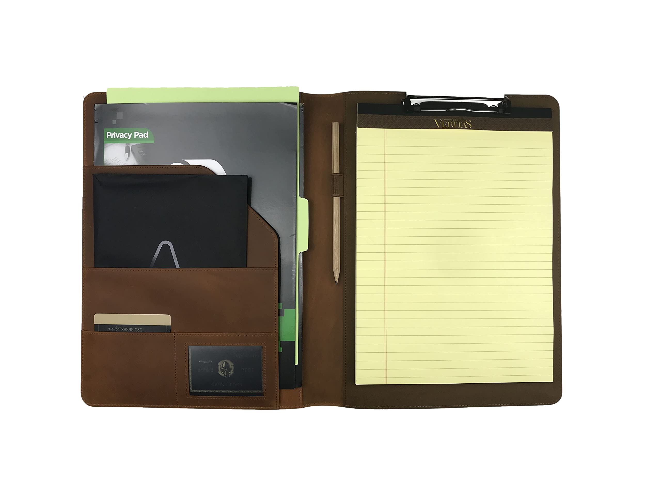Personalized Genuine Leather Clipboard Folder - Professional A4 Letter Size Writing Pad Holder with Notepad Clip, Custom Name/Logo Engraving (Tan) - Perfect Office Organizer for Lawyers, Executives & Students