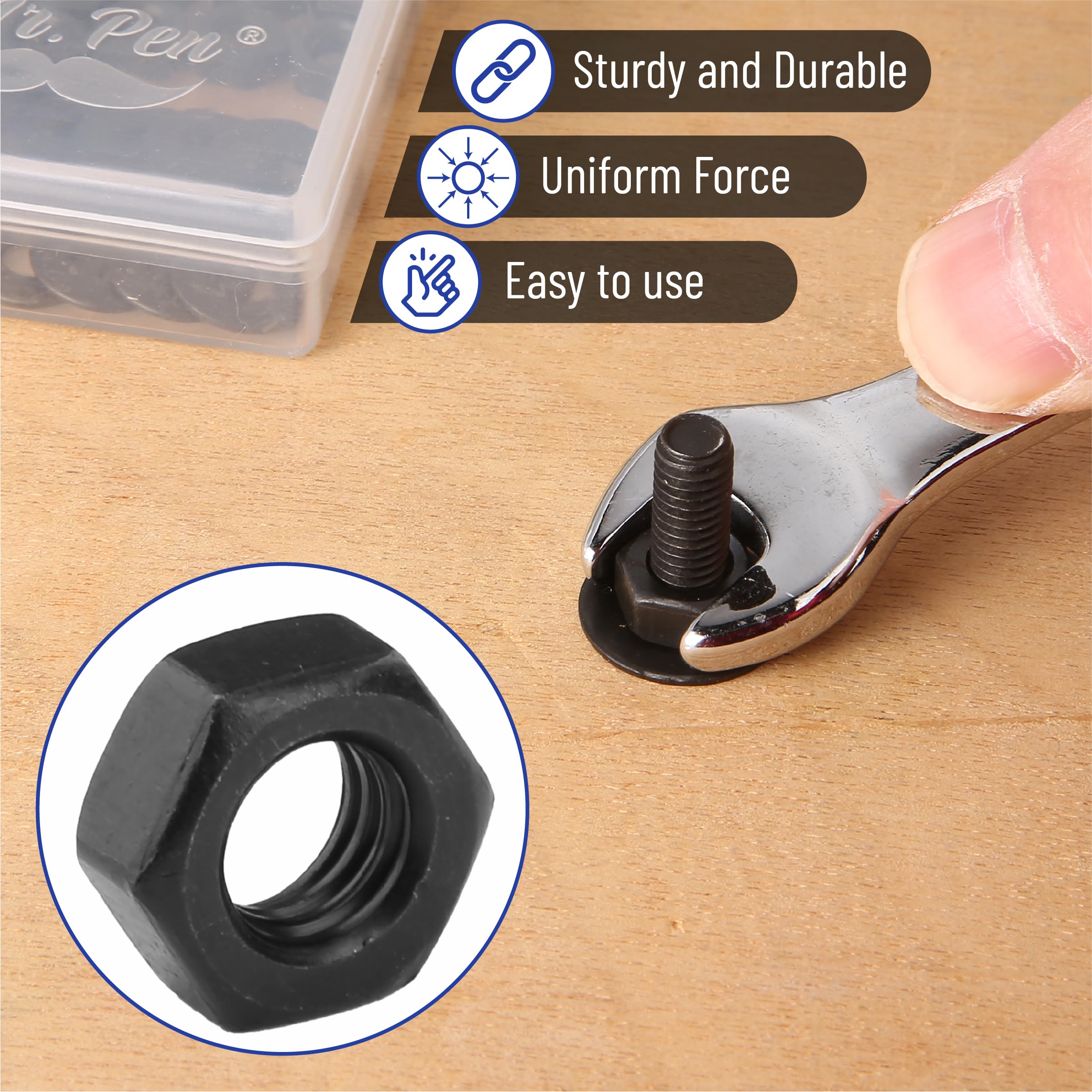 Mr. Pen - 113-Piece Black Bolts, Nuts & Washers Assortment Kit - Assorted Hardware Fasteners for DIY, Home Repair, Furniture Assembly & Automotive Projects